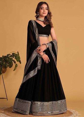 Black Lehenga Choli With Sequins Embroidered Work