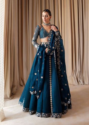 Blue Lehenga Choli With 9Mm Sequins Work & Zari Work