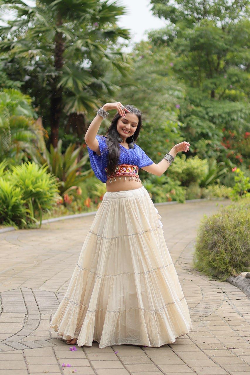 Blue Lehenga Choli With Standard Frill Stitching