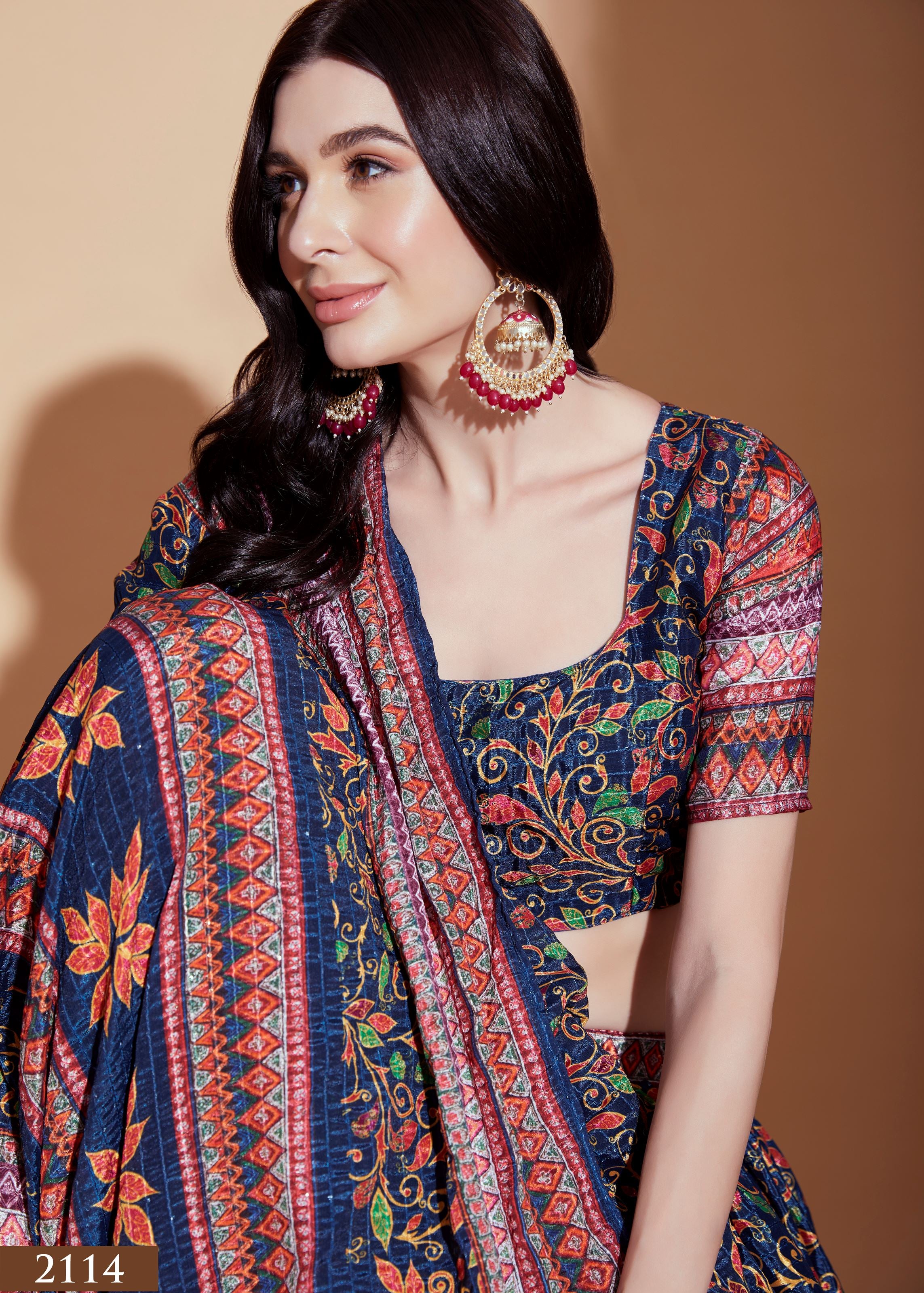 Blue Multi Color Lehenga Choli With Crochet Embroidered And Digital Print Work