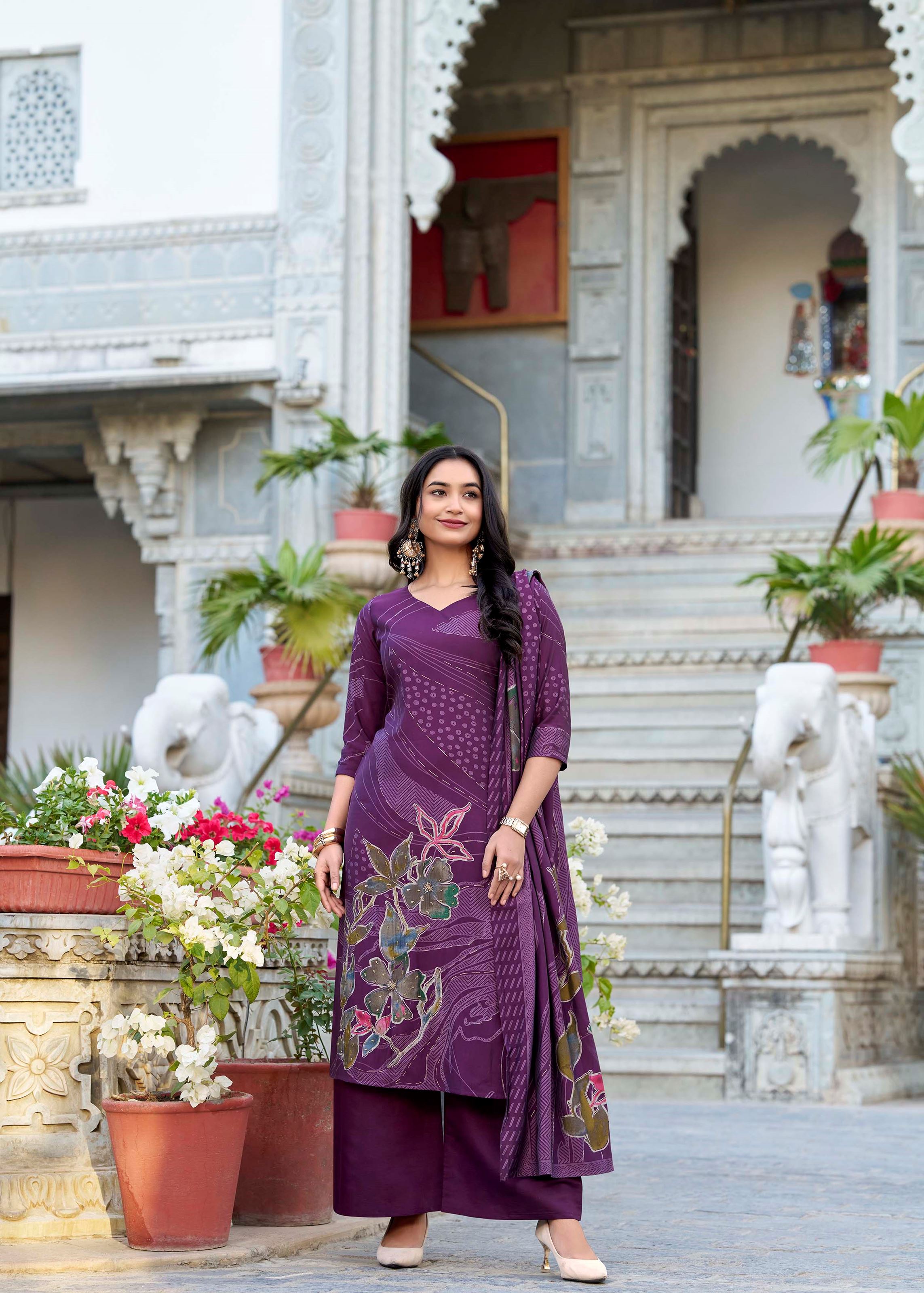Grace Redefined Roman Silk Wine Salwar Suit with Exquisite Beets Handwork