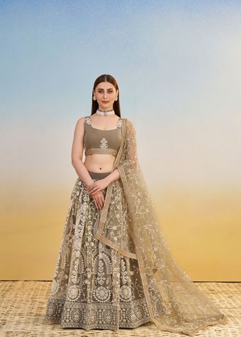 Ivory Lehenga Choli With Tone To Tone Thread Work Zari Work and Sequence Work Embroidery With Readymade Fancy Lace