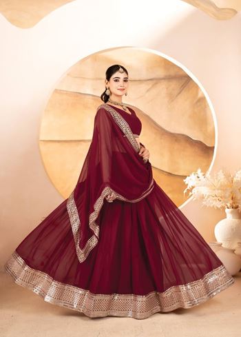 Maroon Lehenga Choli With Sequins Embroidered Work