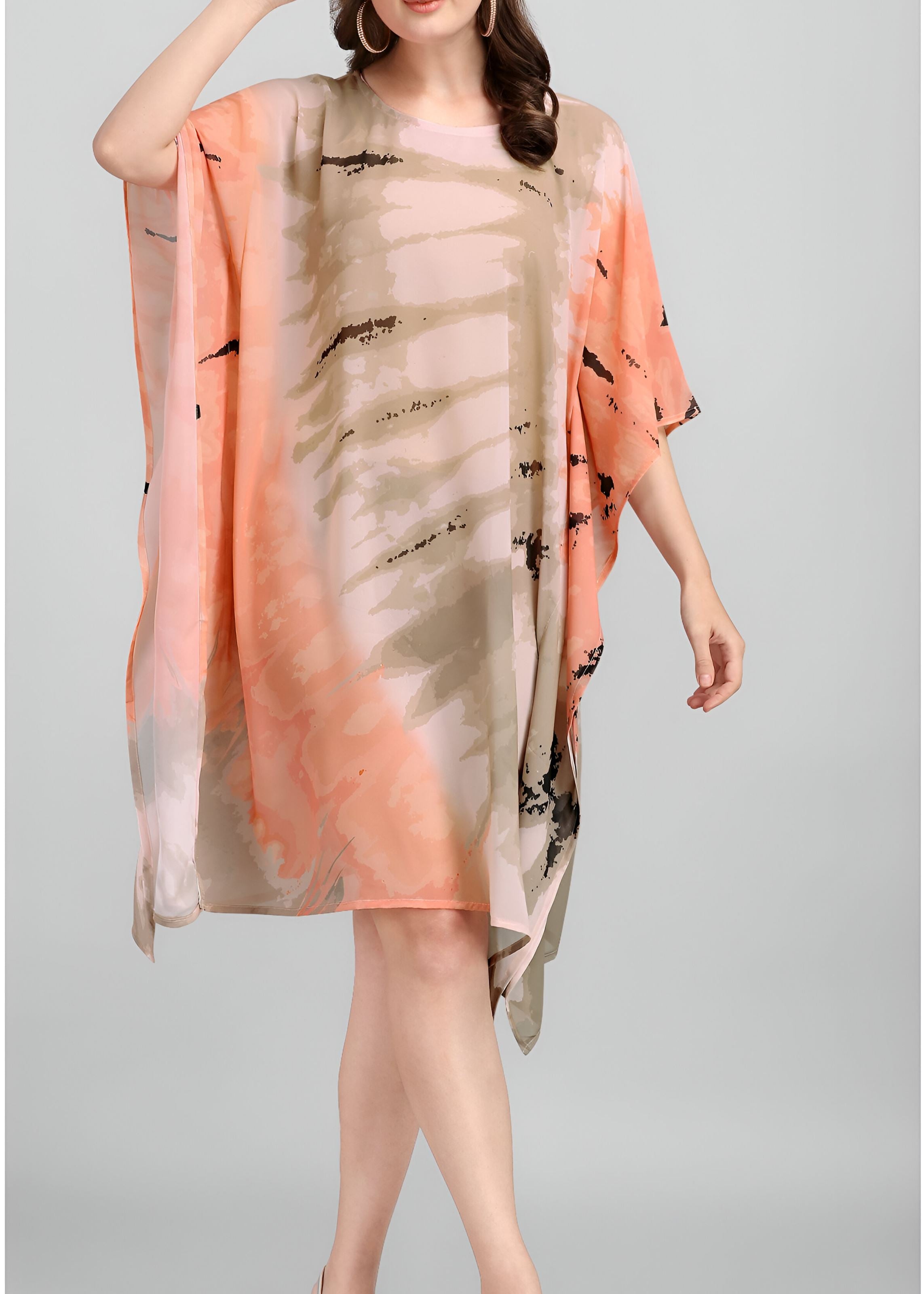 Multi Weightless Georgette Readymade Kaftan With Digital Printed