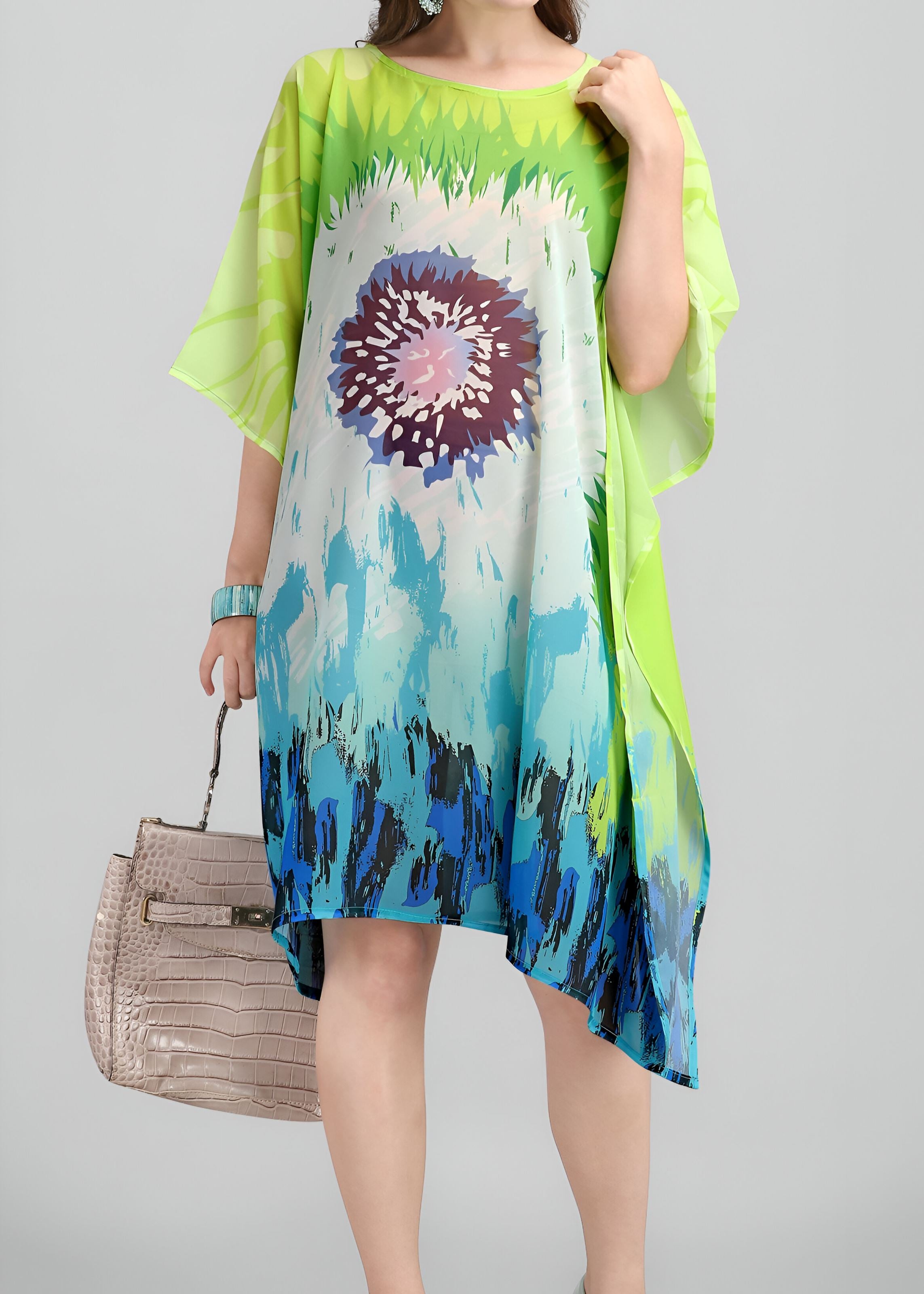 Multi Weightless Georgette Readymade Kaftan With Digital Printed