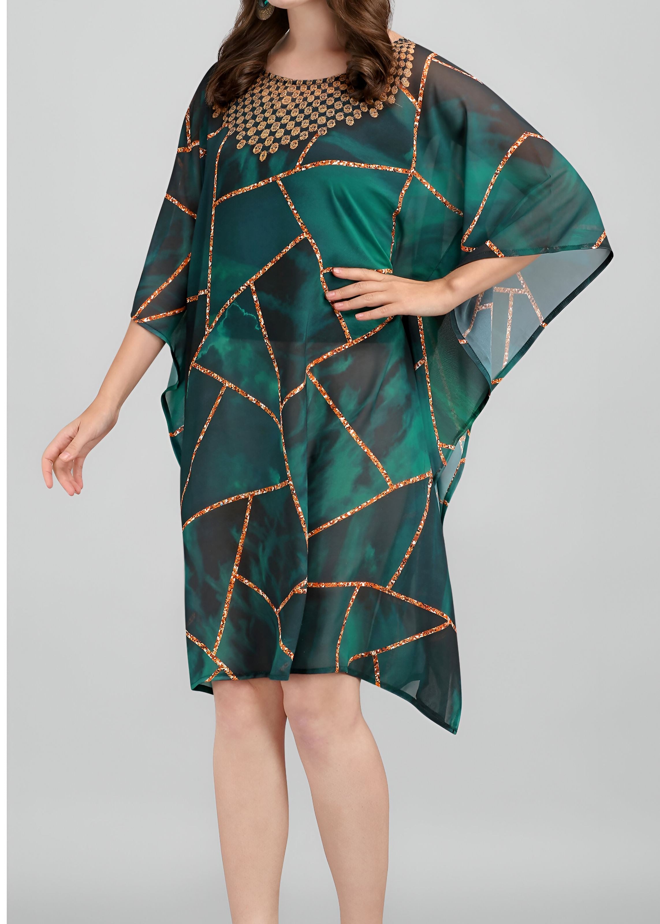 Multi Weightless Georgette Readymade Kaftan With Digital Printed