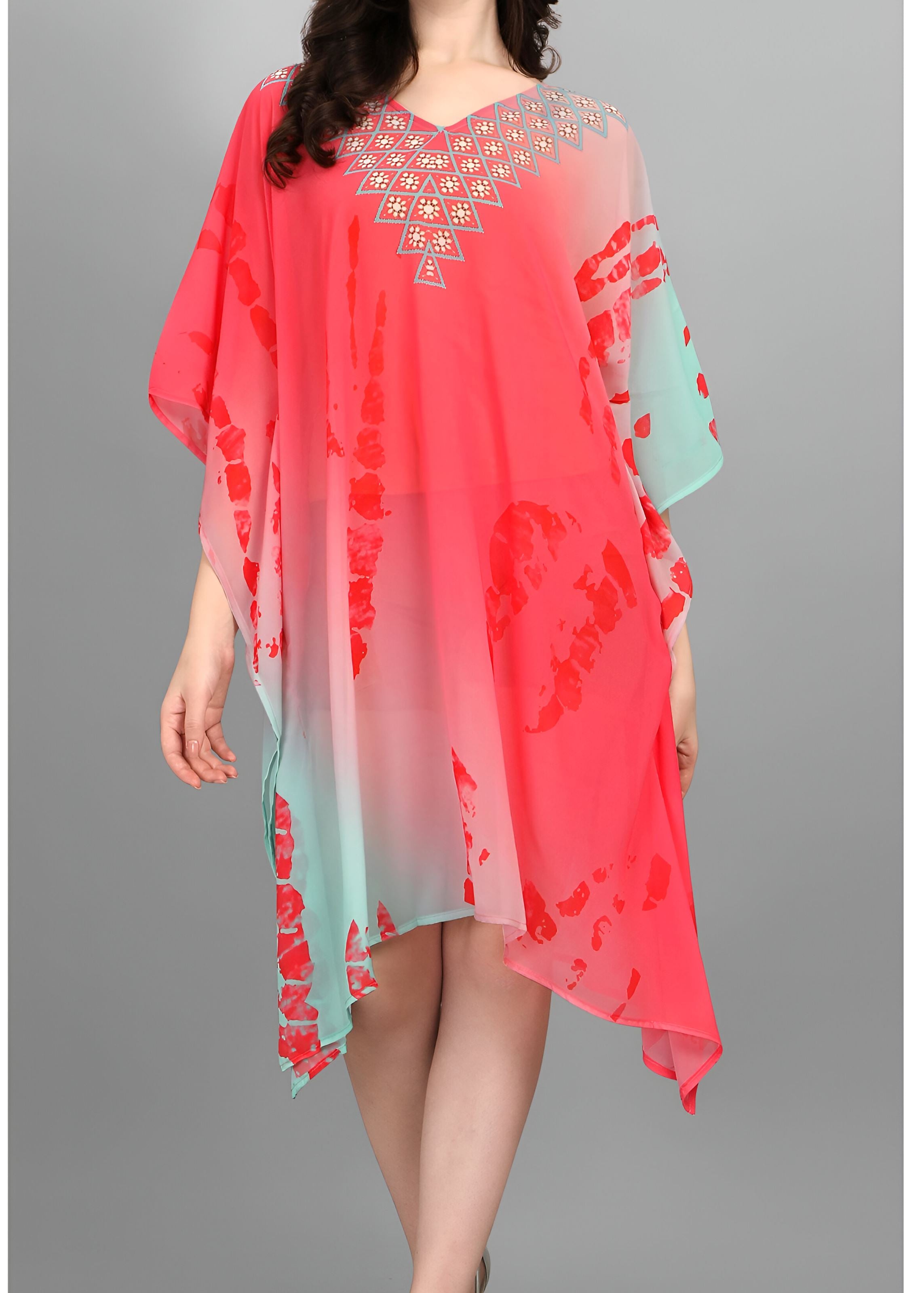 Multi Weightless Georgette Readymade Kaftan With Digital Printed