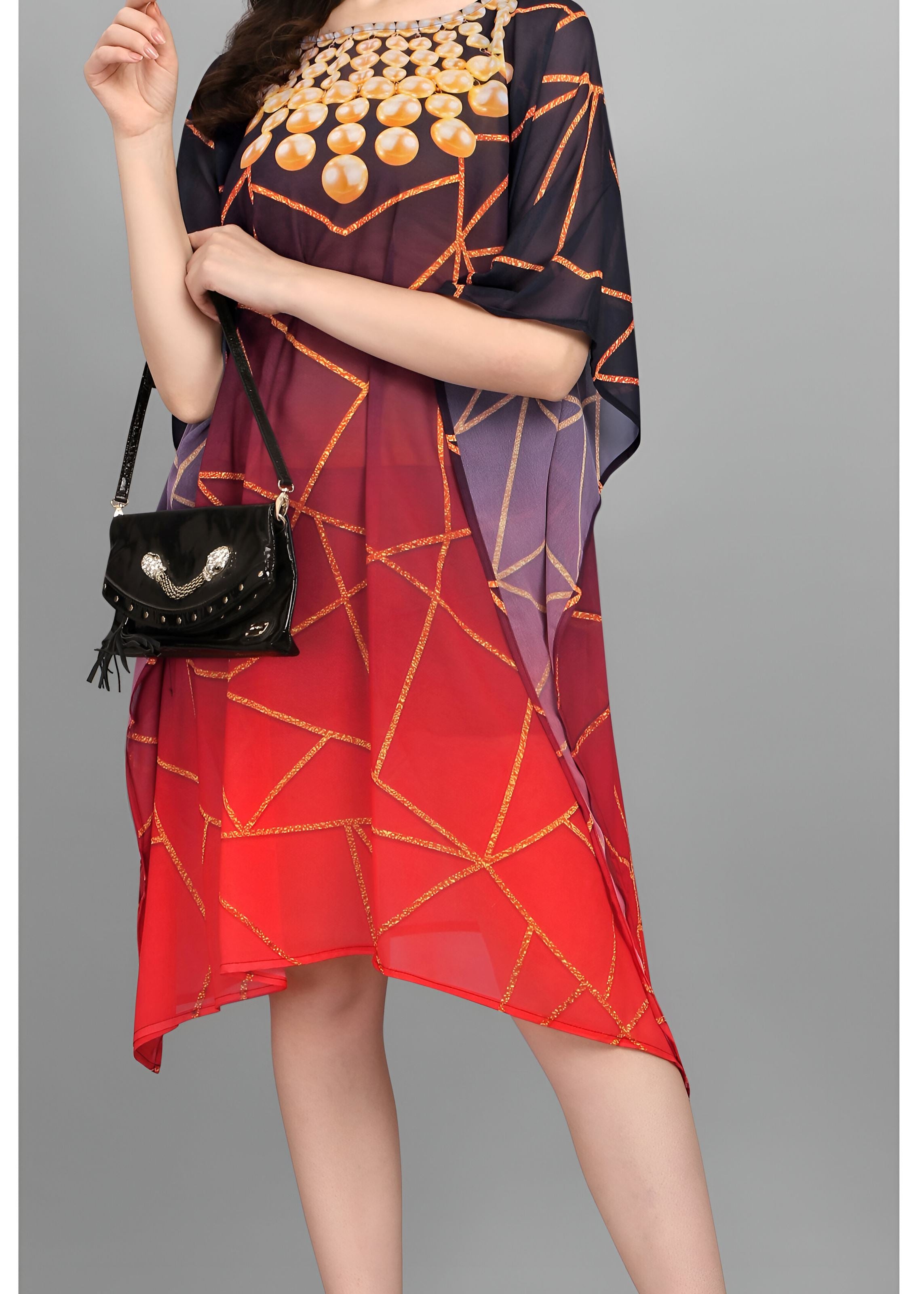 Multi Weightless Georgette Readymade Kaftan With Digital Printed