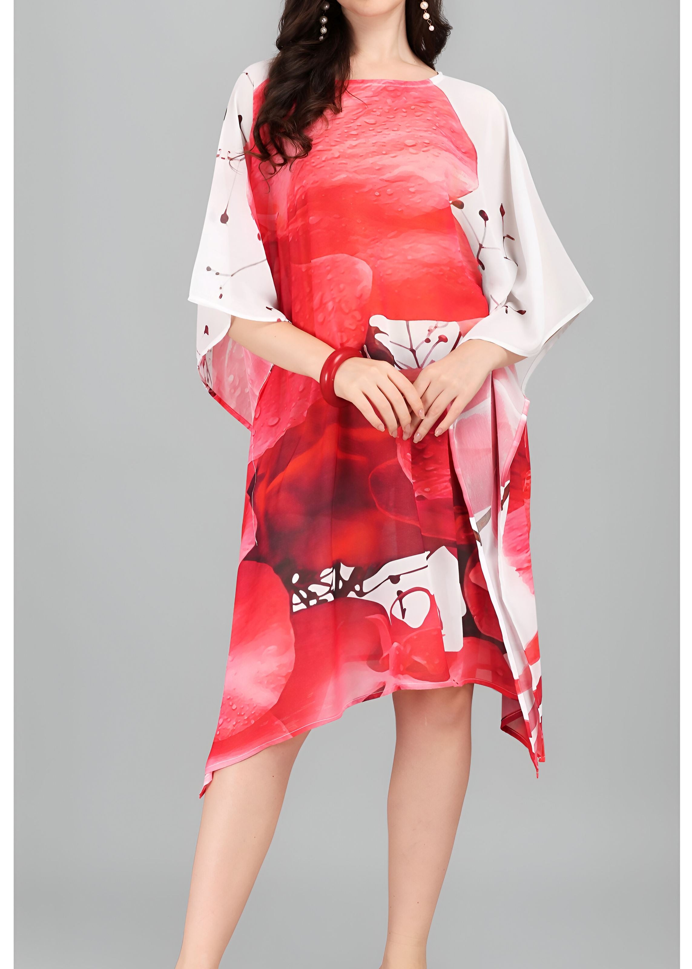 Multi Weightless Georgette Readymade Kaftan With Digital Printed