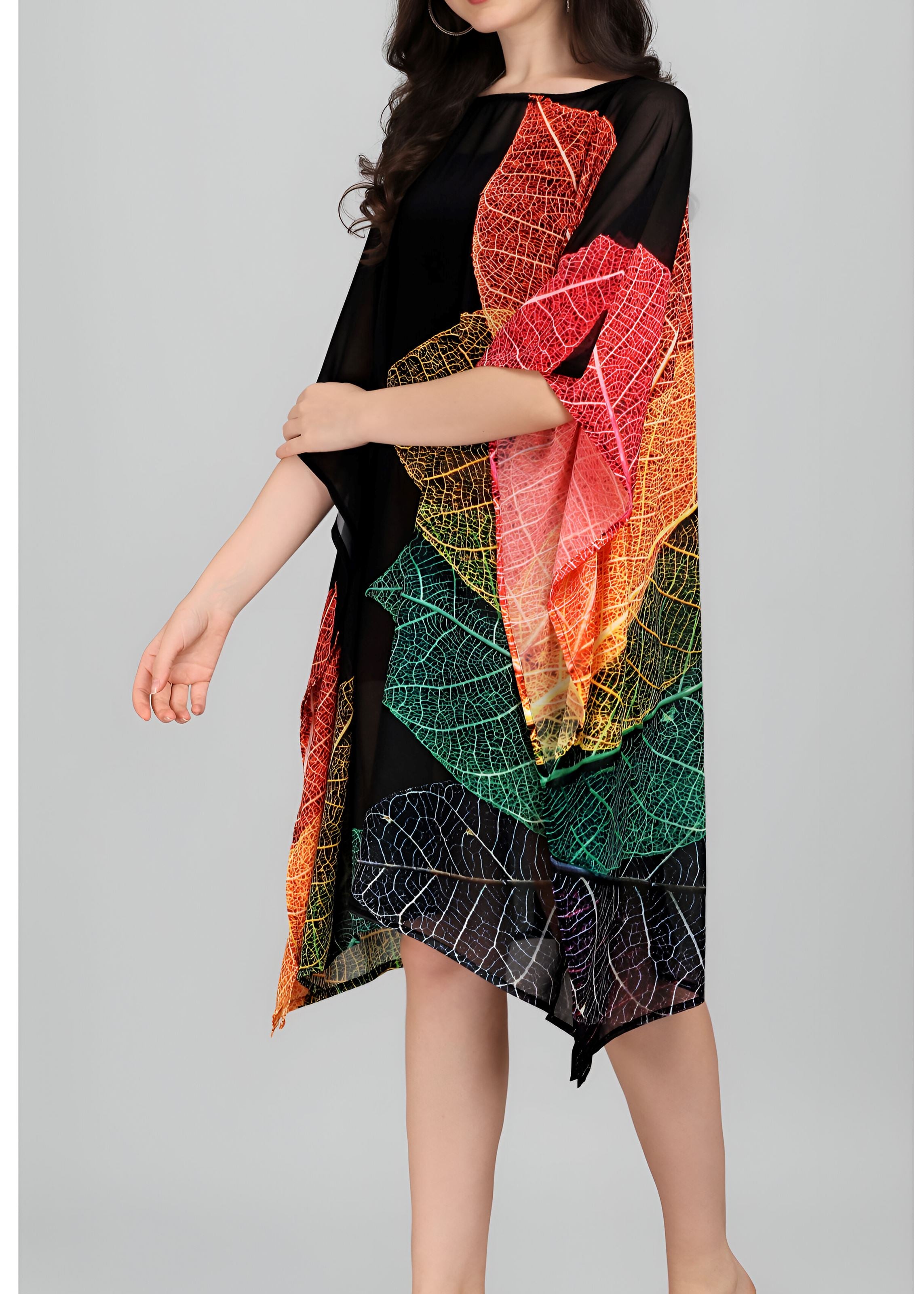 Multi Weightless Georgette Readymade Kaftan With Digital Printed