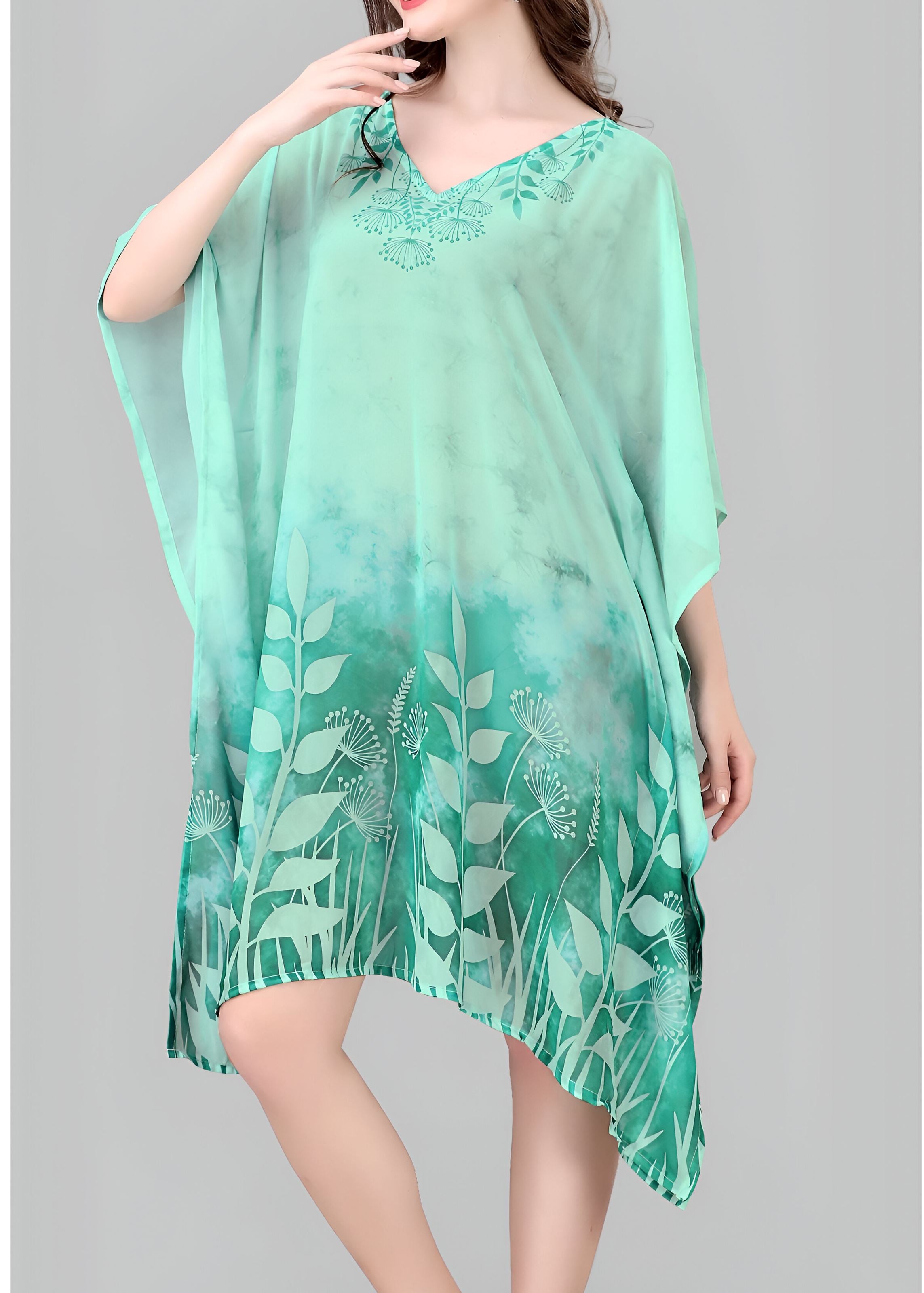 Multi Weightless Georgette Readymade Kaftan With Digital Printed
