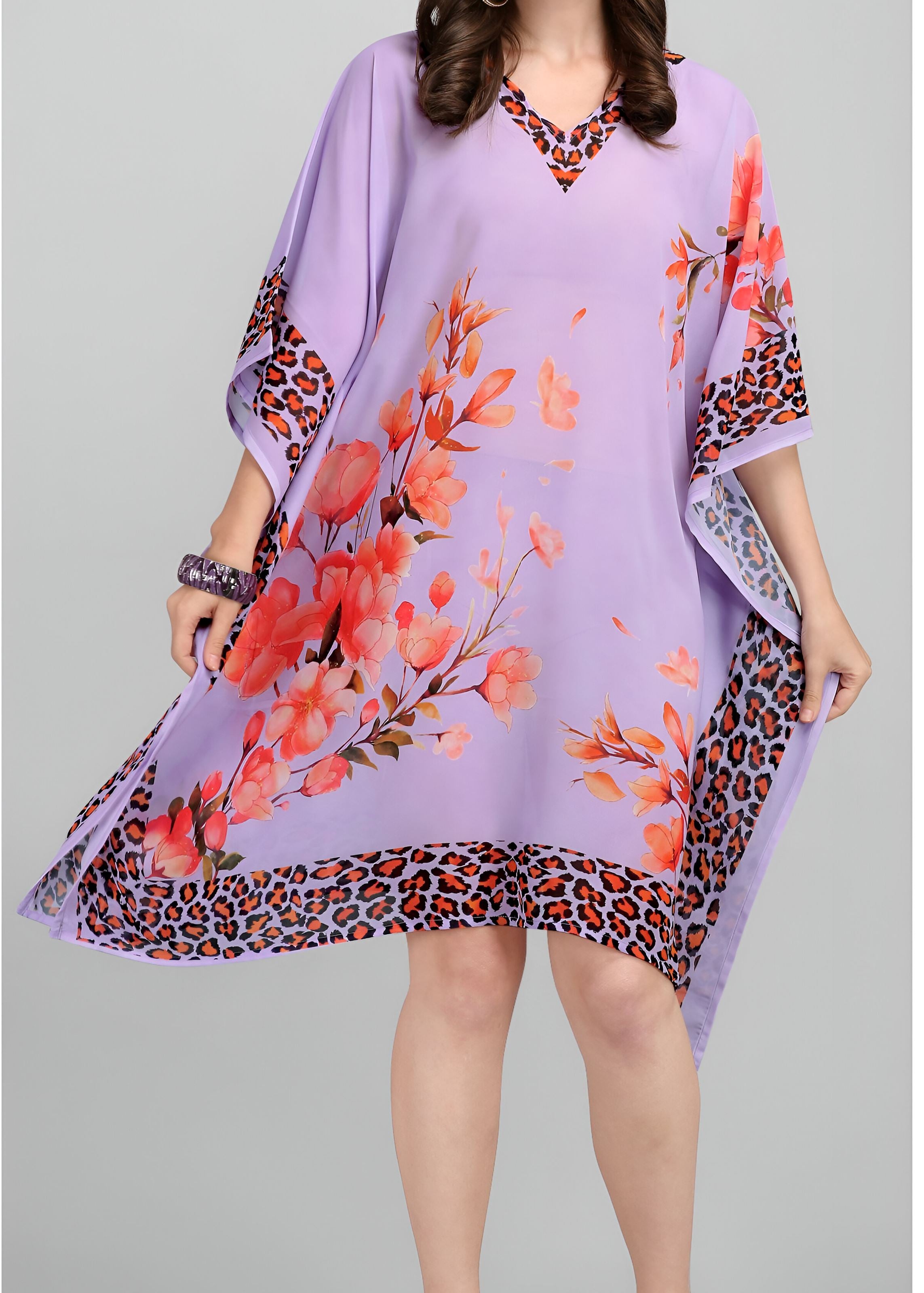 Multi Weightless Georgette Readymade Kaftan With Digital Printed