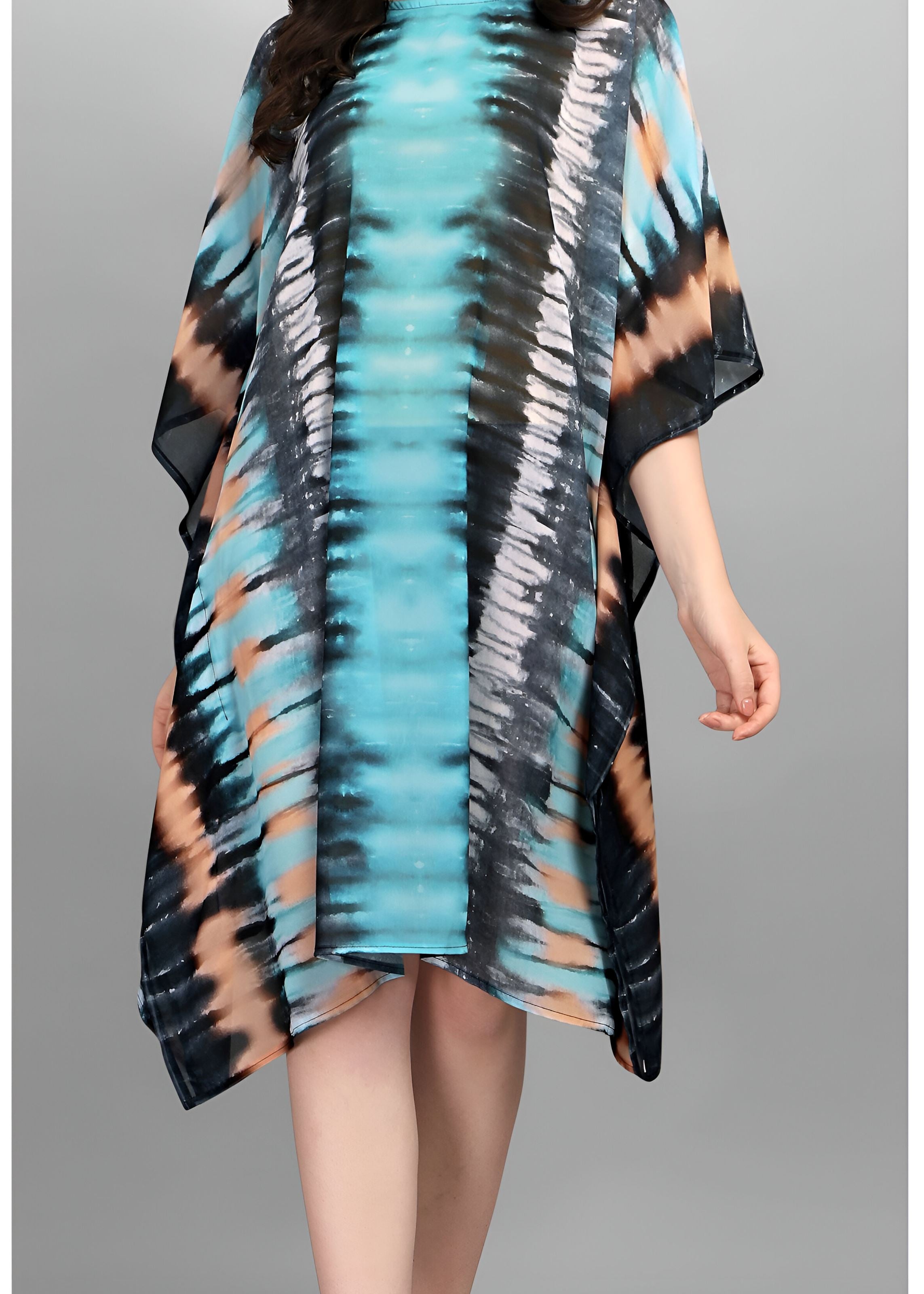 Multi Weightless Georgette Readymade Kaftan With Digital Printed