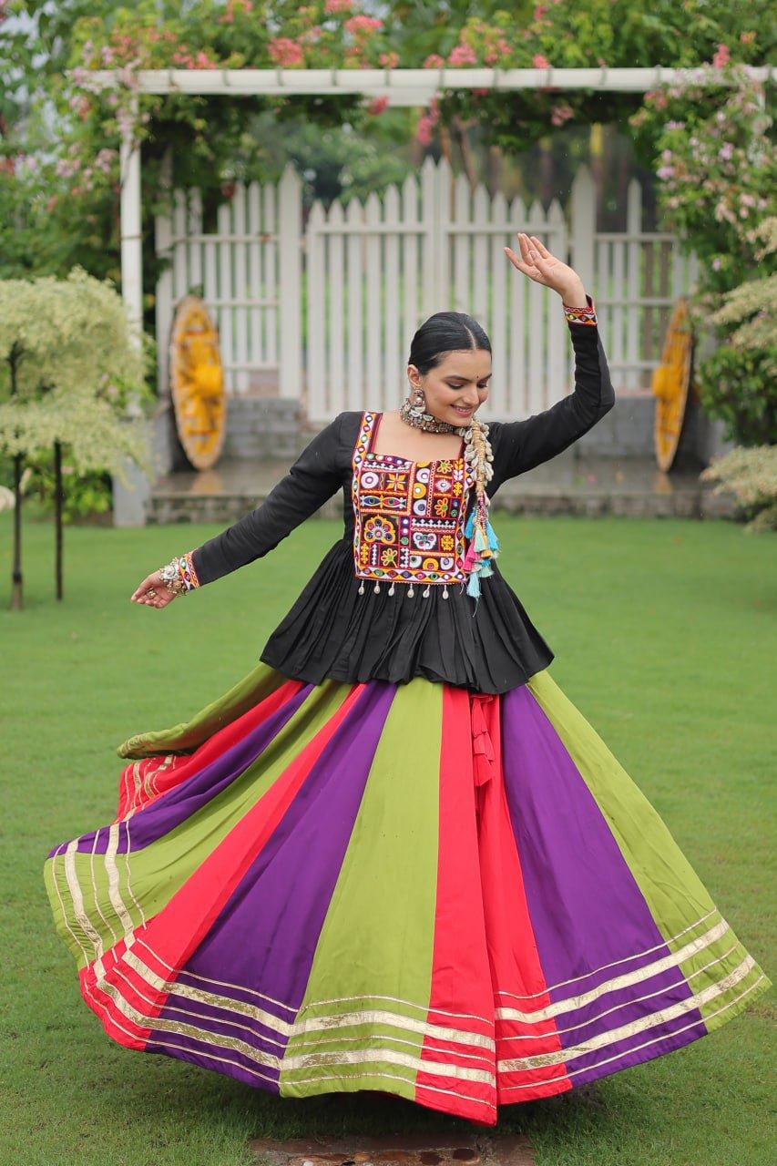 Multicolor Lehenga Choli With Attractive Gota Patti Lace