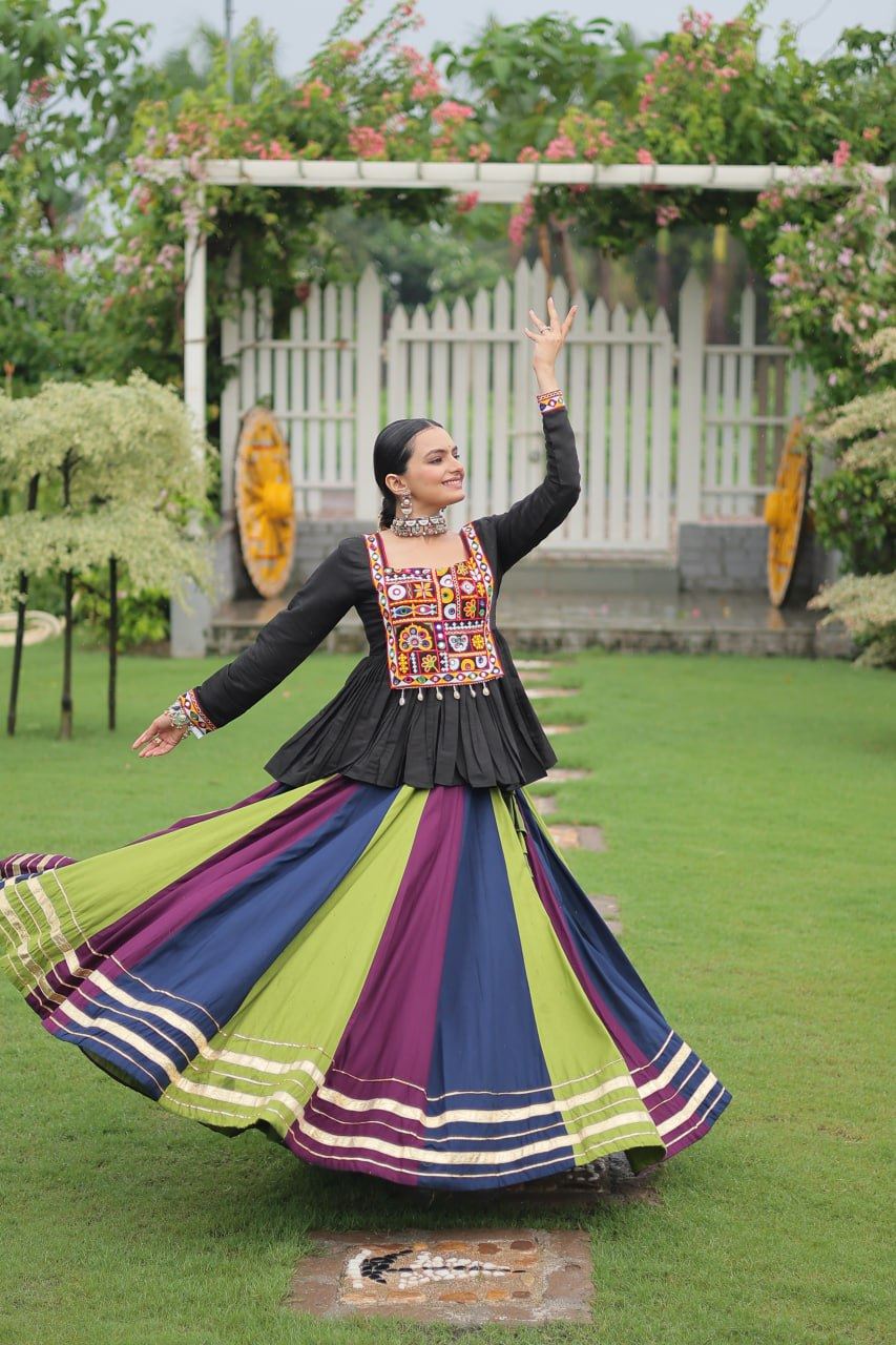 Multicolor Lehenga Choli With Attractive Gota Patti Lace