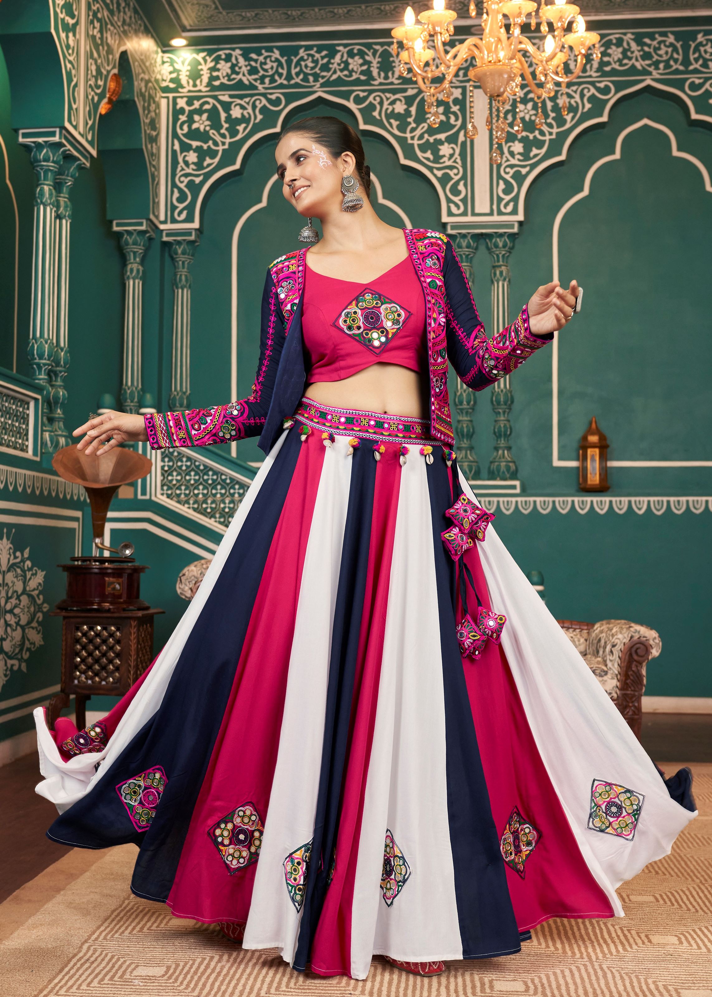 Multicolor Lehenga Choli With Embroidered