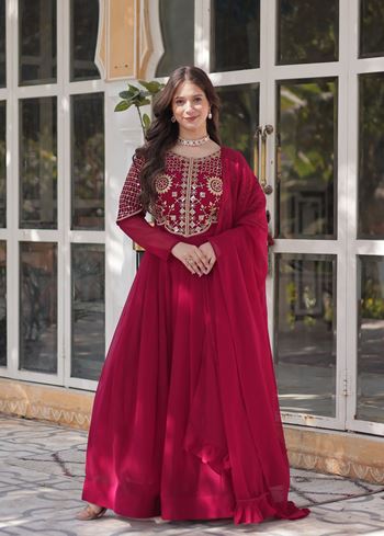Pink Anarkali With Heavy Embroidery Work