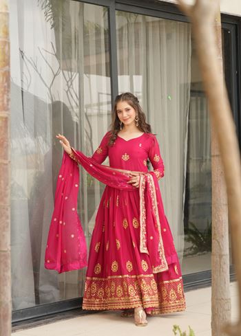 Pink Anarkali With Heavy Embroidery Zari Sequins work