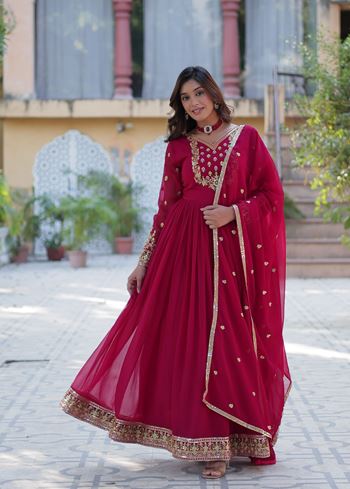 Pink Anarkali With Heavy Sequins Embroidered work