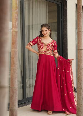 Pink Anarkali With Heavy Sequins Multi Zari Embroidered Work