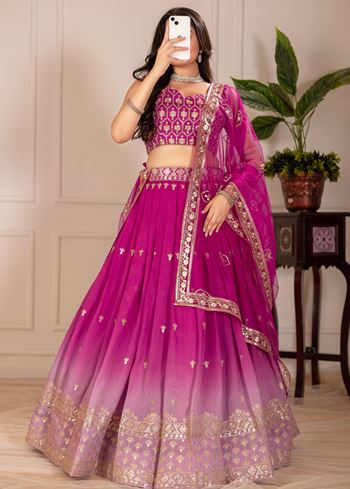 Pink Lehenga Choli With Embroidery Thread Sequence Work