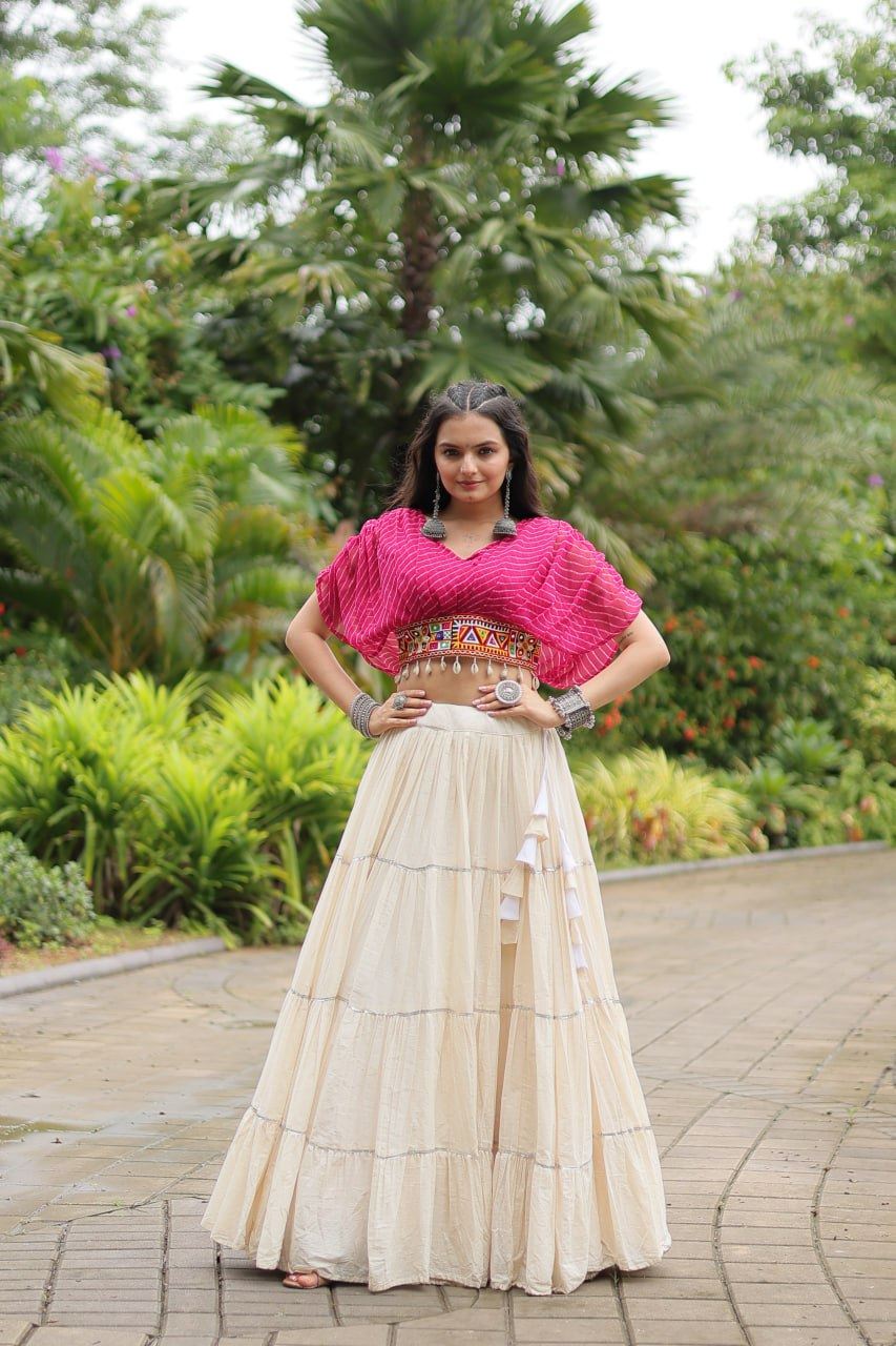 Pink Lehenga Choli With Standard Frill Stitching
