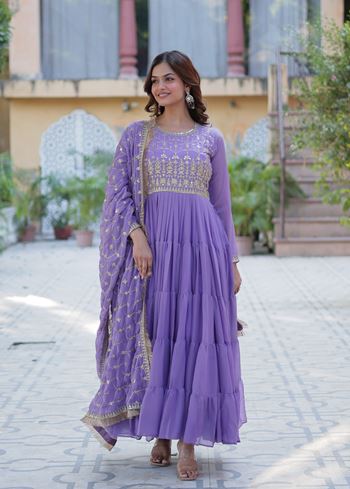 Purple Anarkali With Heavy Embroidered work