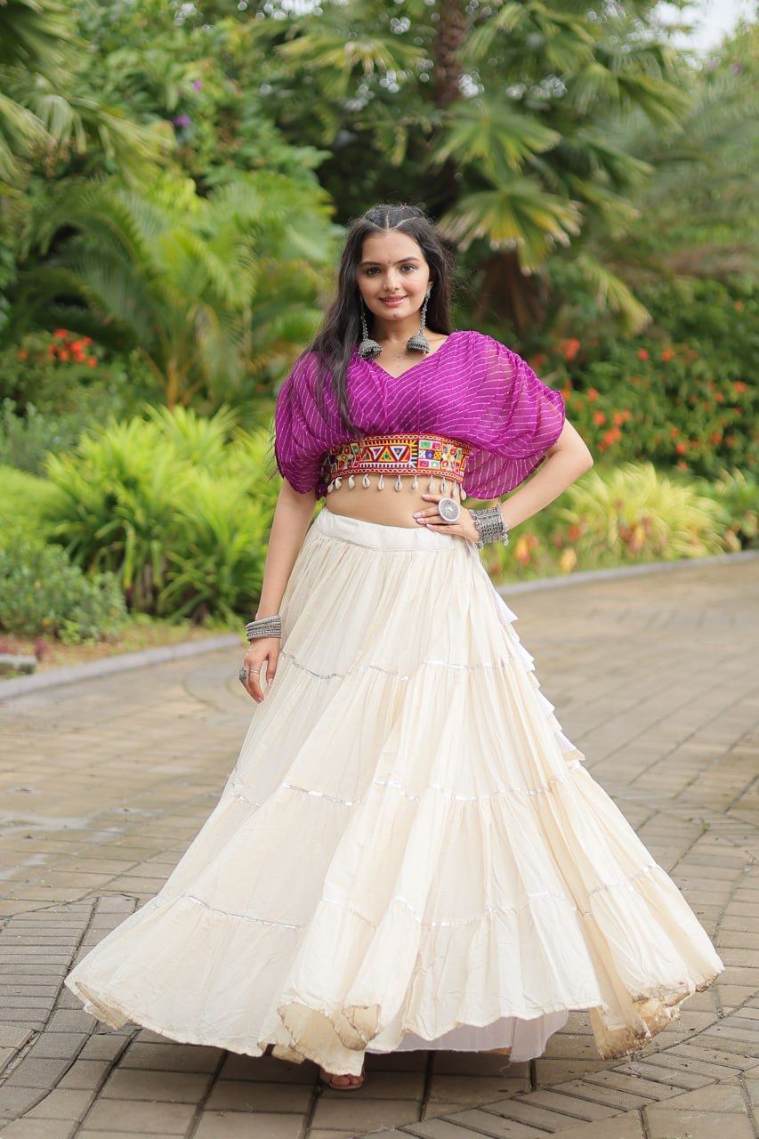 Purple Lehenga Choli With Standard Frill Stitching