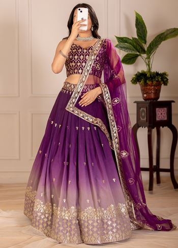Wine Lehenga Choli With Embroidery Thread Sequence Work
