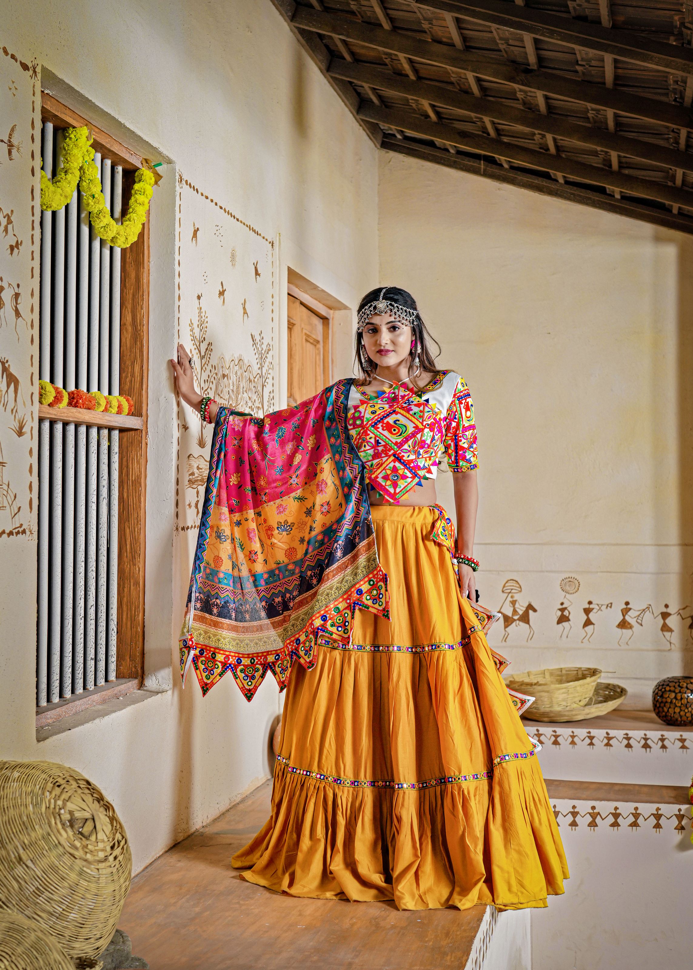 Yellow Lehenga Choli With Heavy Ready Mirror Lace