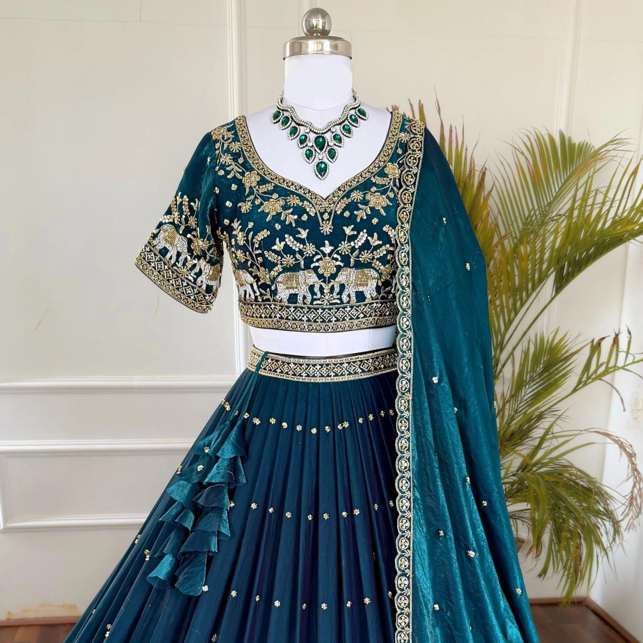 Blue Lehenga Choli With 3Mm Sequins With Jari Thread Embroidery Work