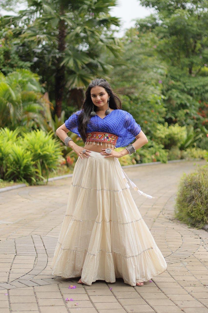 Blue Lehenga Choli With Standard Frill Stitching