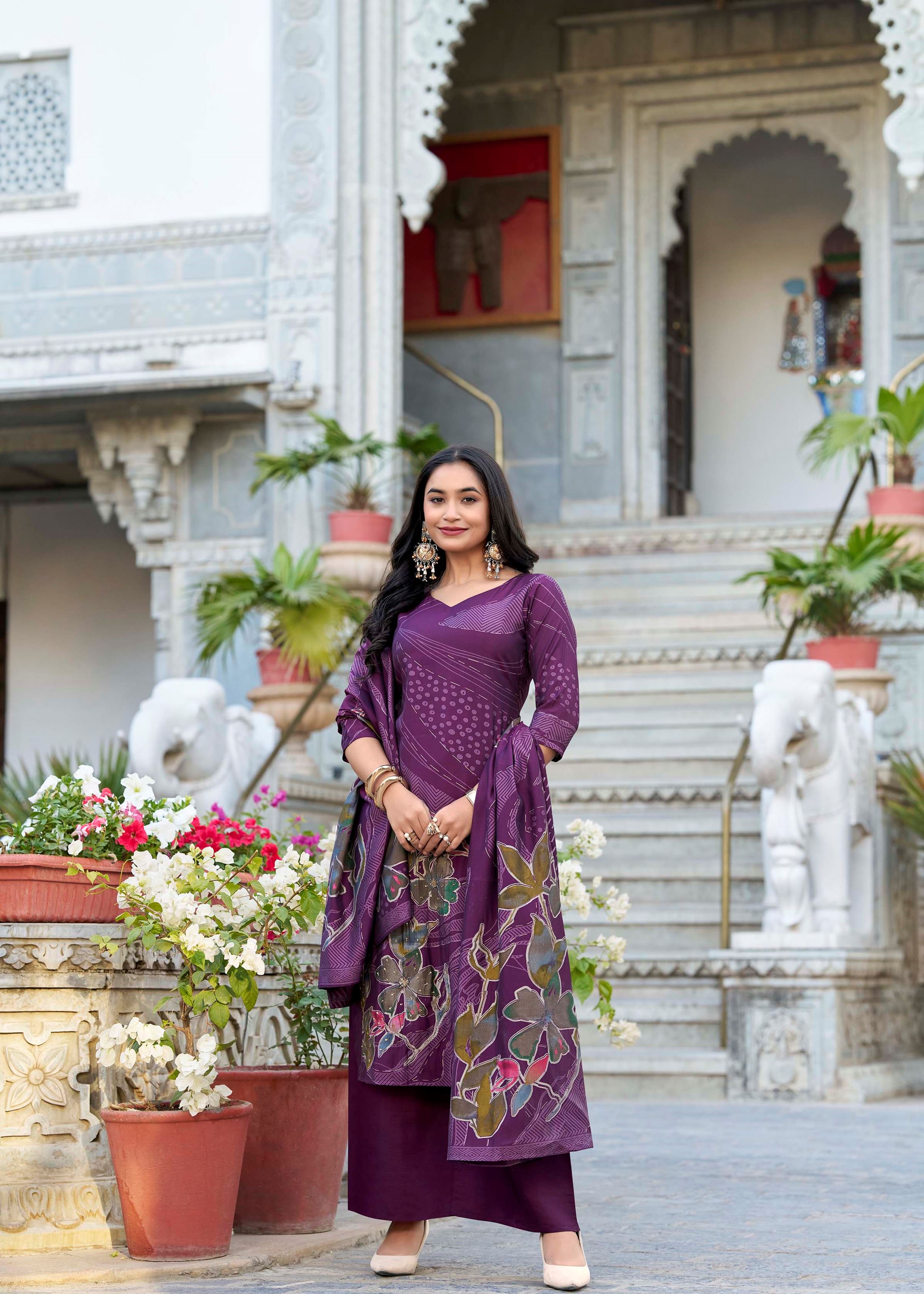Grace Redefined Roman Silk Wine Salwar Suit with Exquisite Beets Handwork