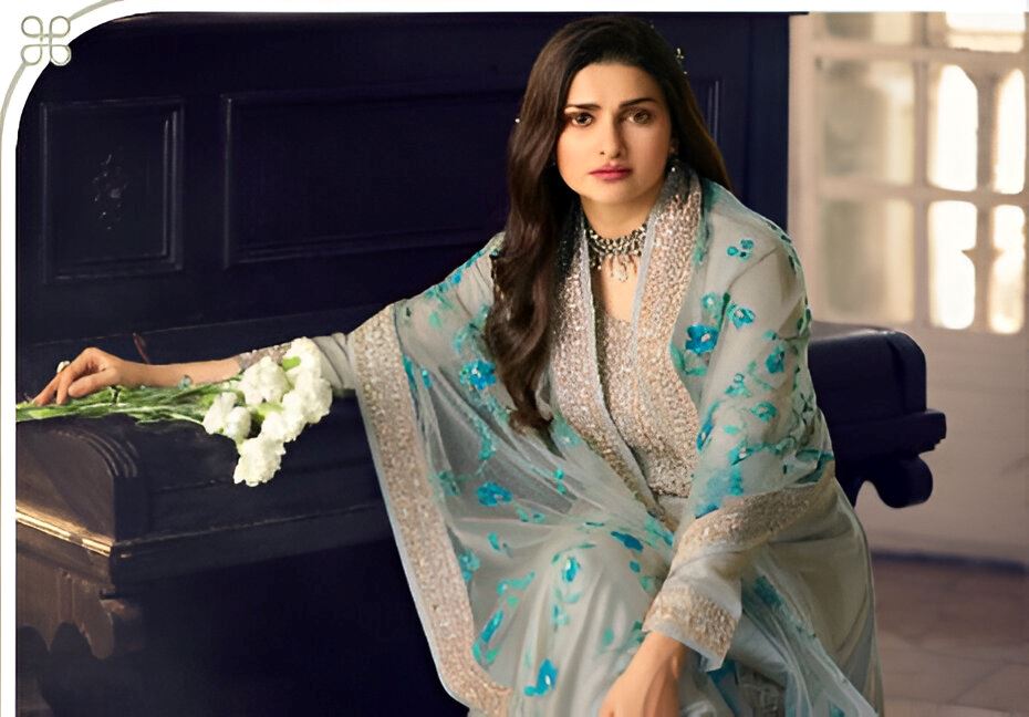 Grey Heavy Designer Suit With Heavy Embroidery Work