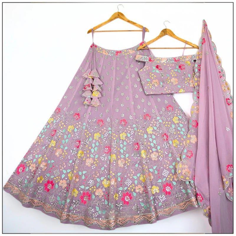 Light pink Lehenga Choli With Thread and Sequence Embroidery Work