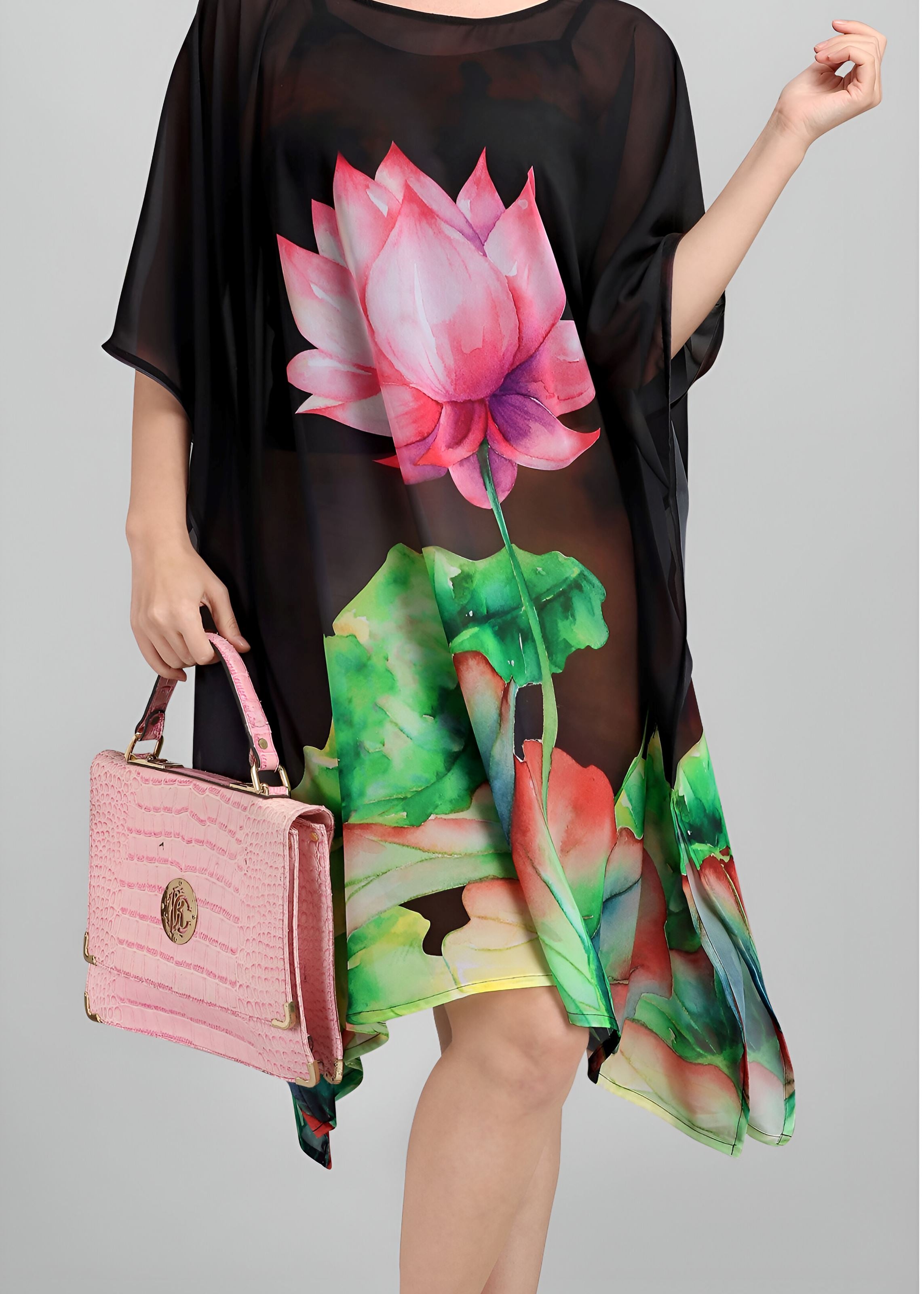 Multi Weightless Georgette Readymade Kaftan With Digital Printed