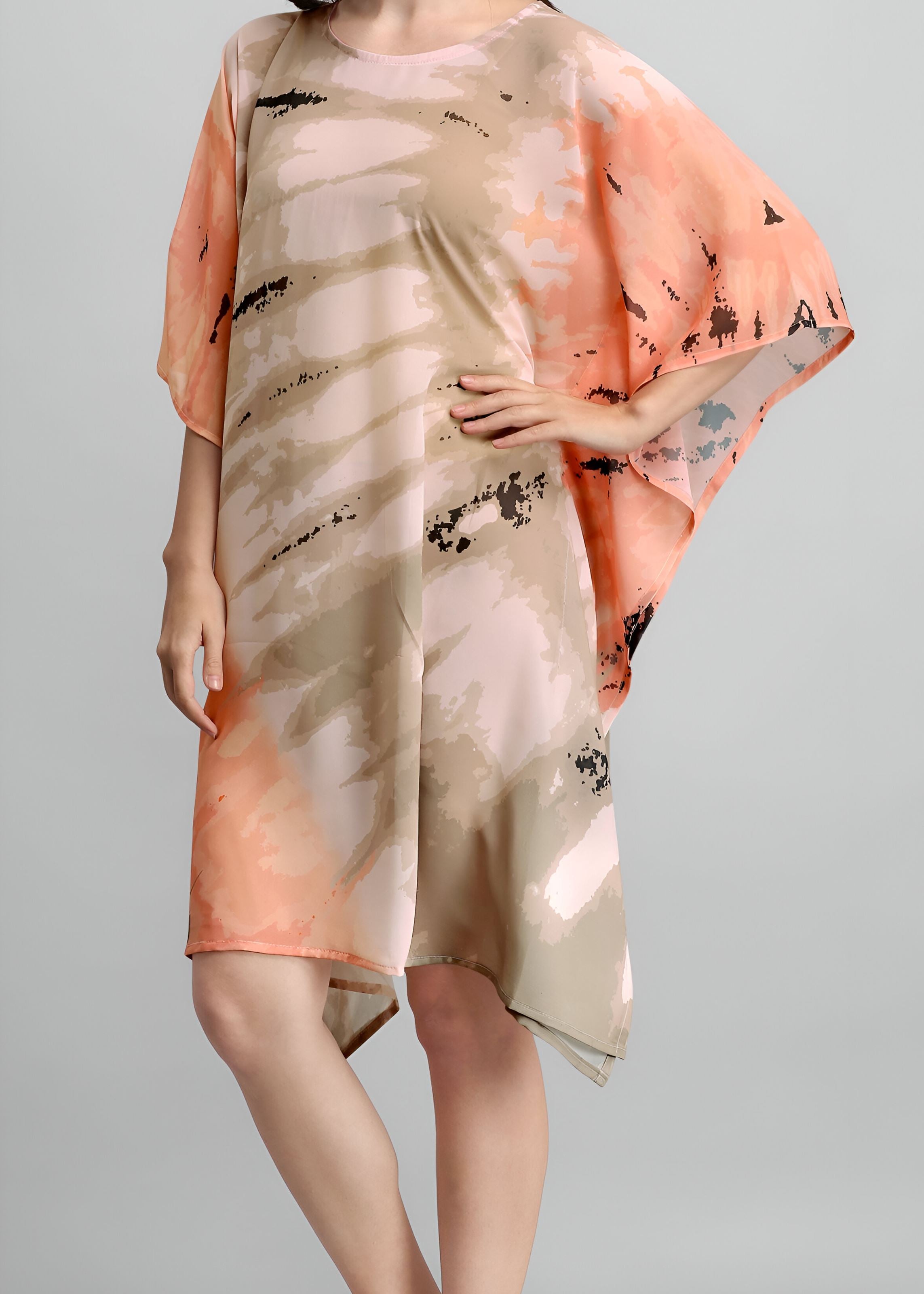 Multi Weightless Georgette Readymade Kaftan With Digital Printed