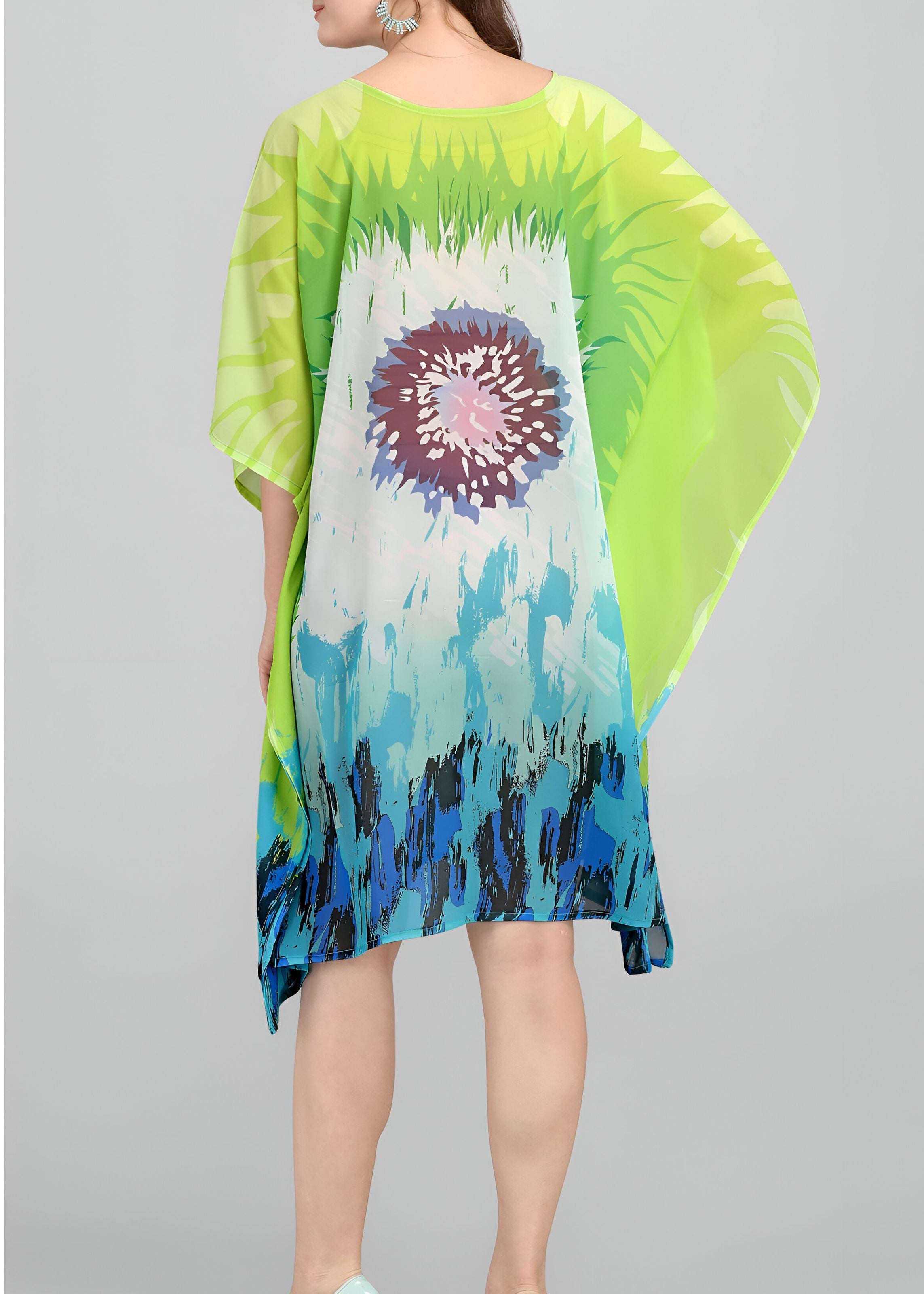 Multi Weightless Georgette Readymade Kaftan With Digital Printed