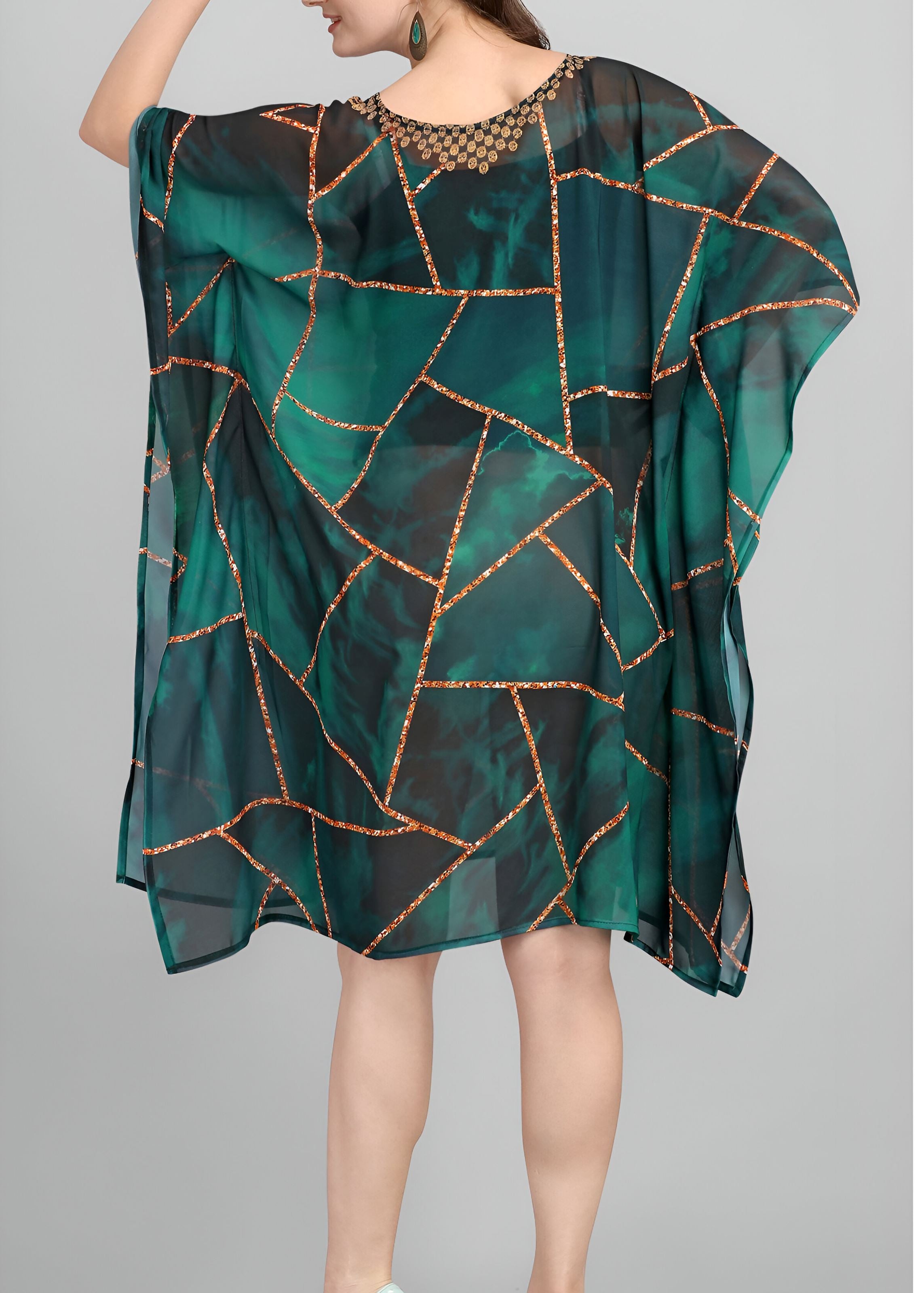 Multi Weightless Georgette Readymade Kaftan With Digital Printed