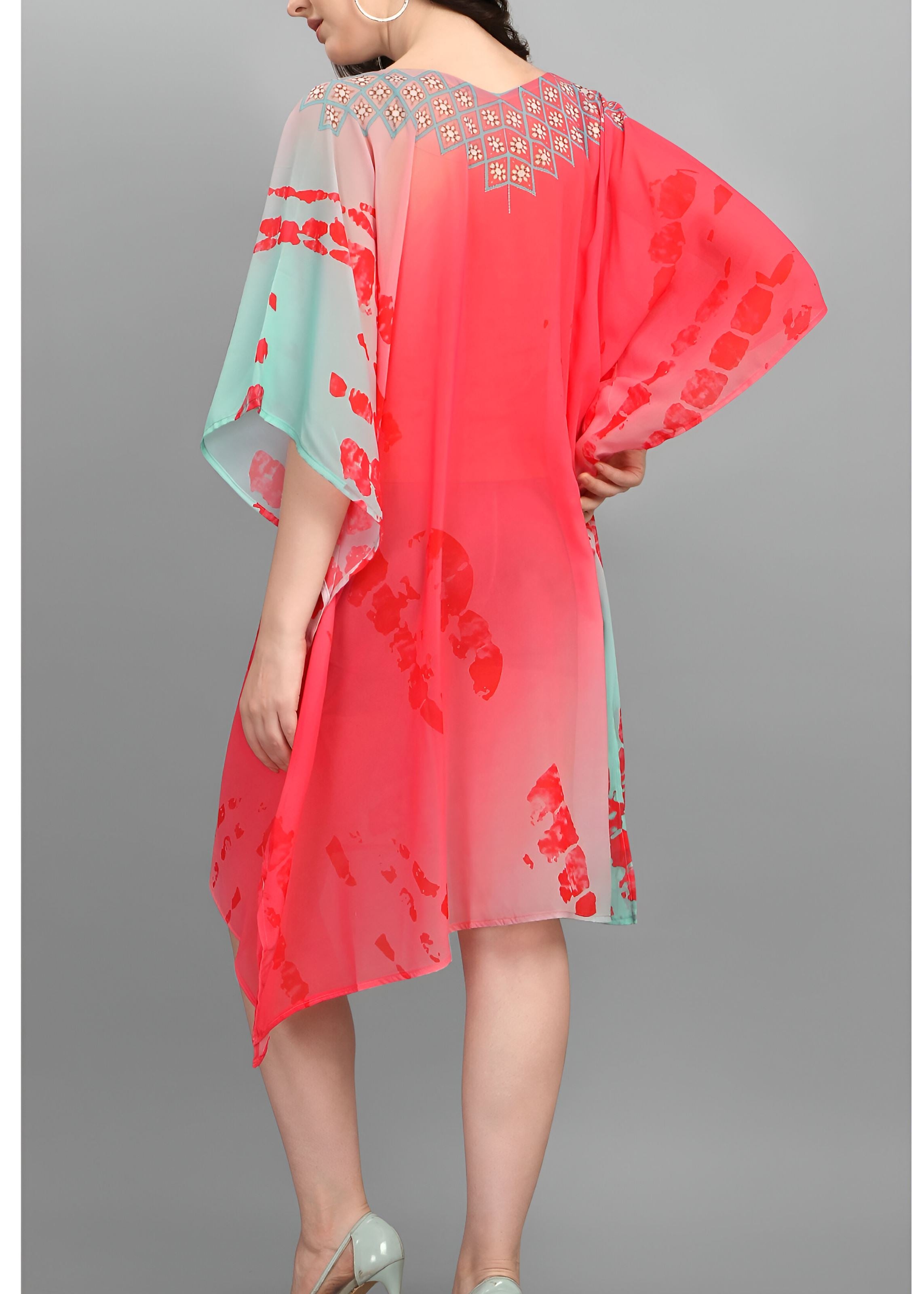 Multi Weightless Georgette Readymade Kaftan With Digital Printed