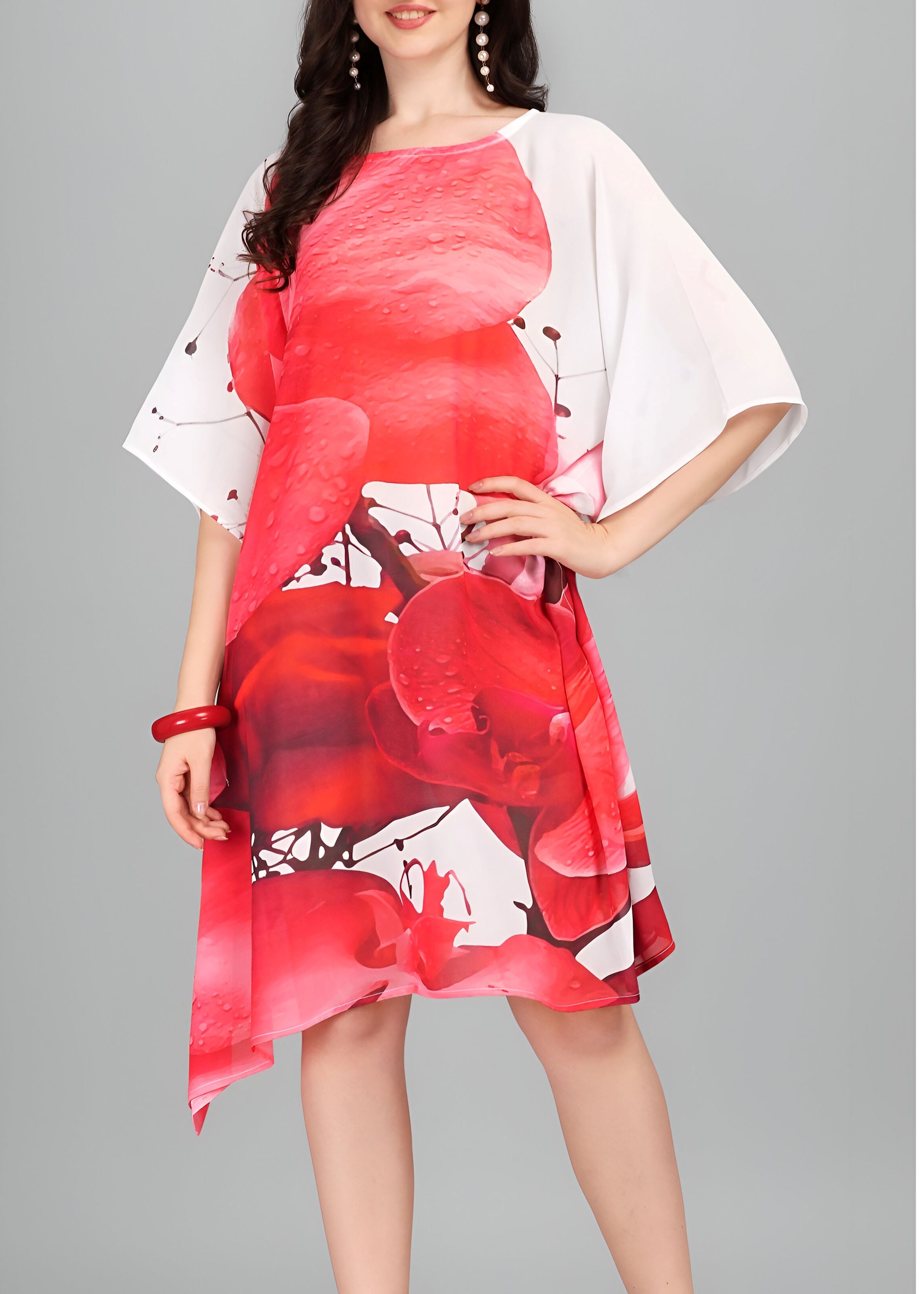 Multi Weightless Georgette Readymade Kaftan With Digital Printed