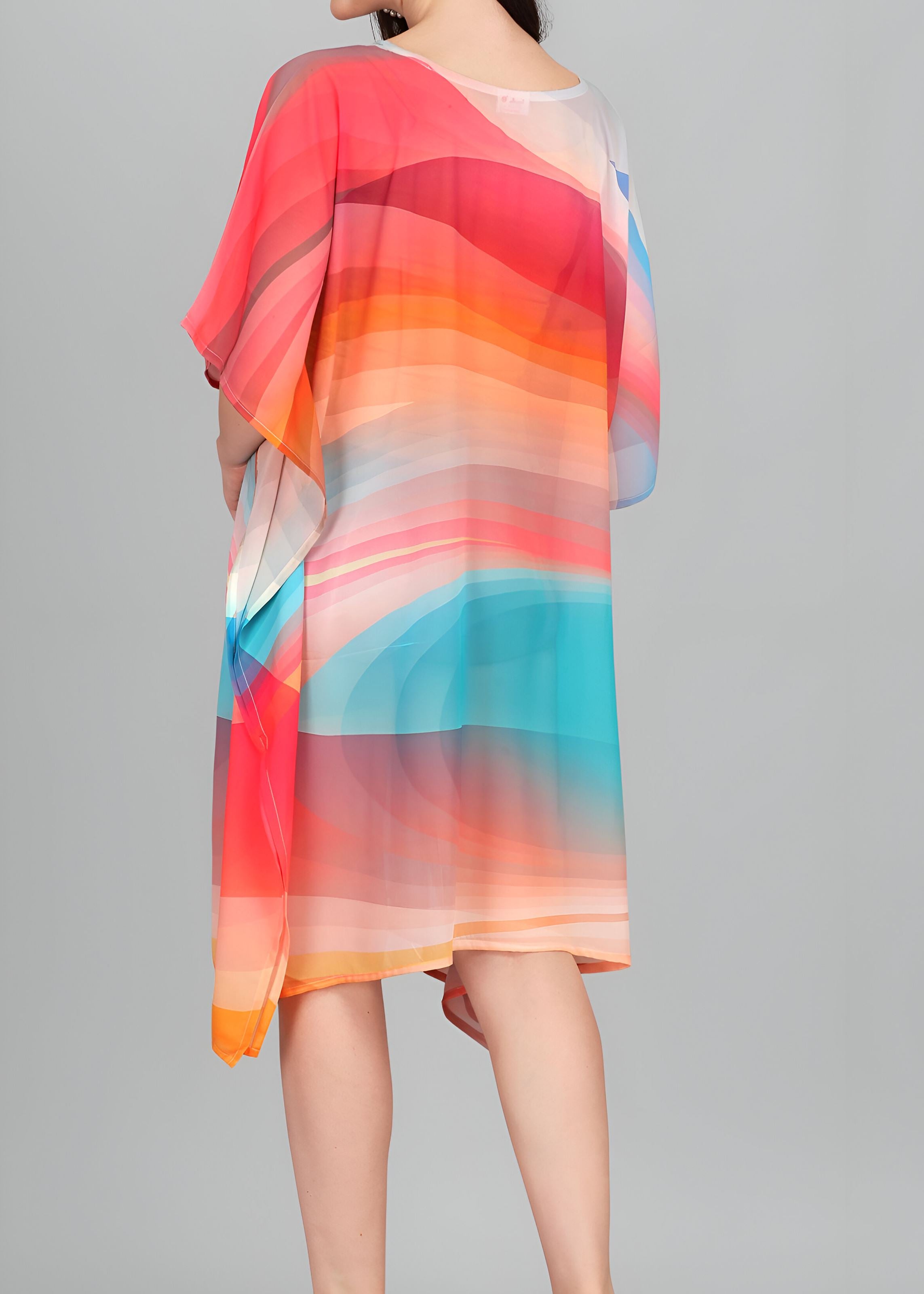 Multi Weightless Georgette Readymade Kaftan With Digital Printed