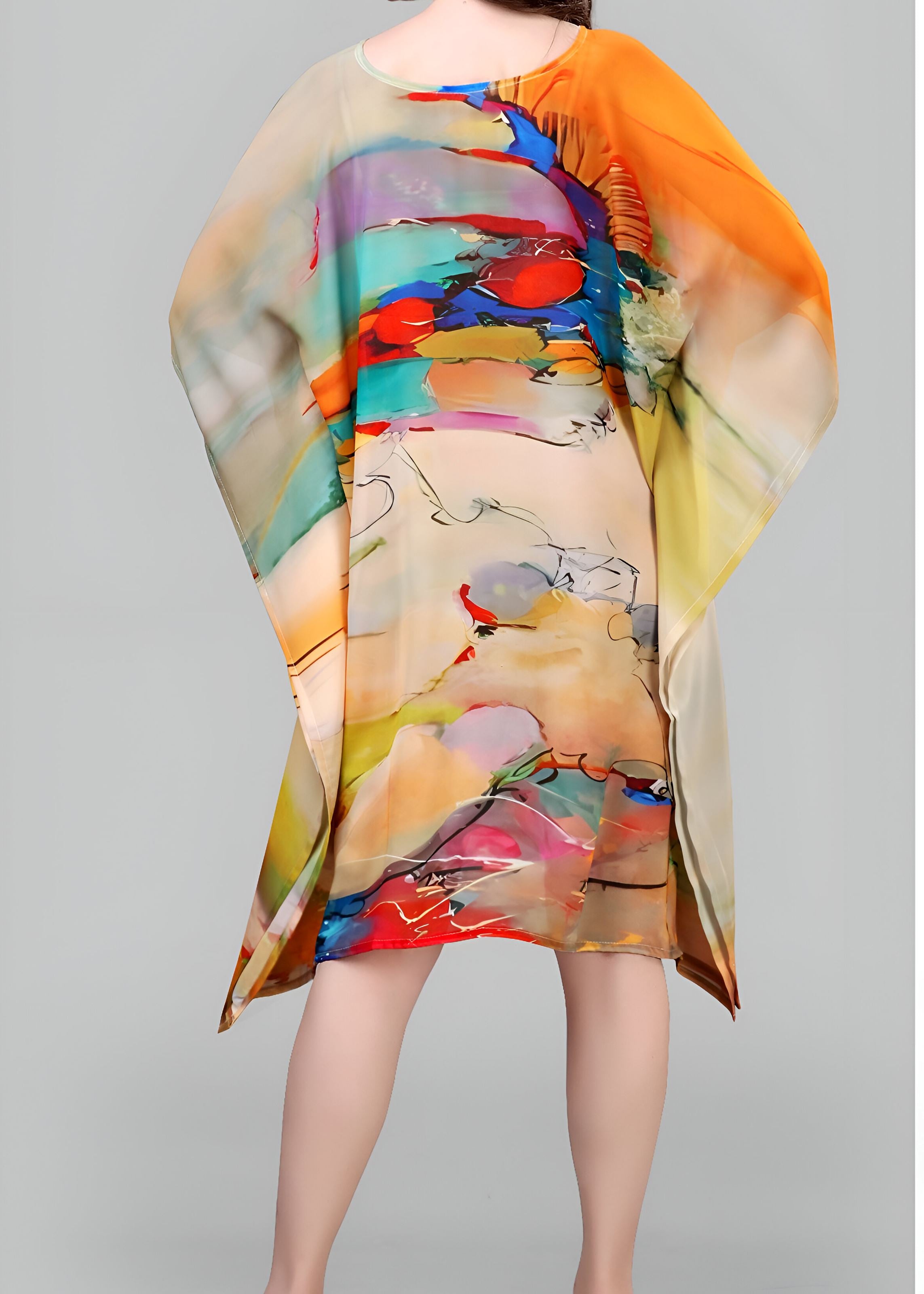 Multi Weightless Georgette Readymade Kaftan With Digital Printed