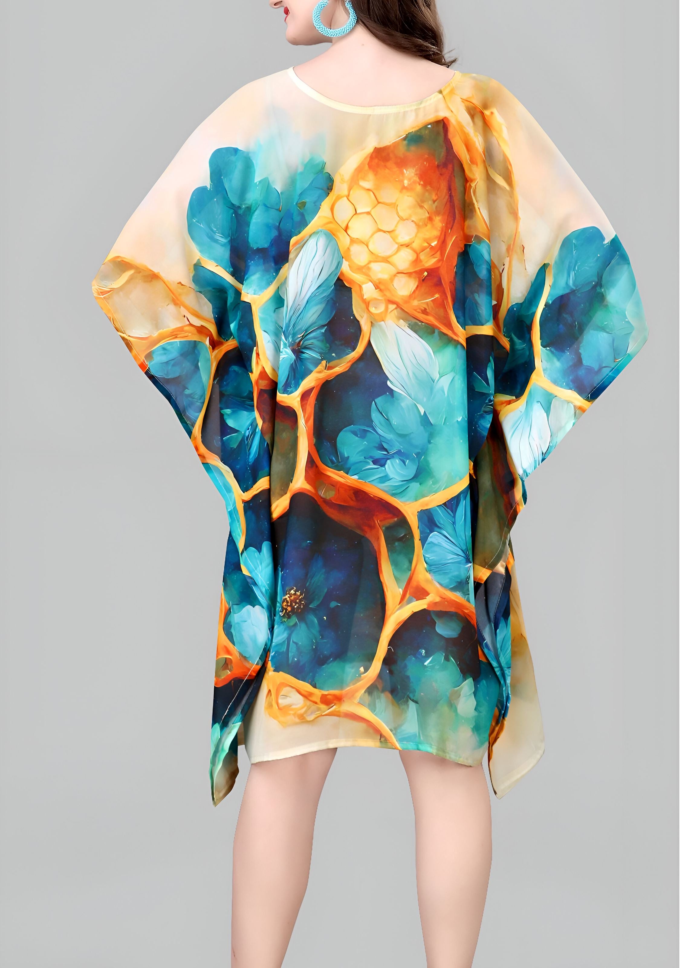 Multi Weightless Georgette Readymade Kaftan With Digital Printed