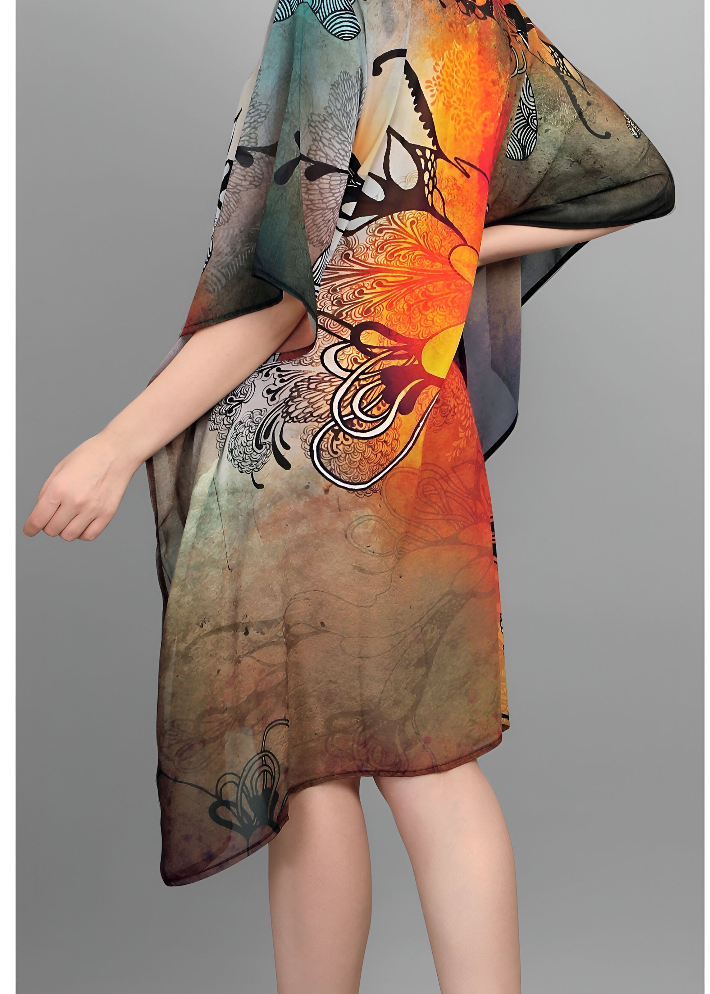 Multi Weightless Georgette Readymade Kaftan With Digital Printed