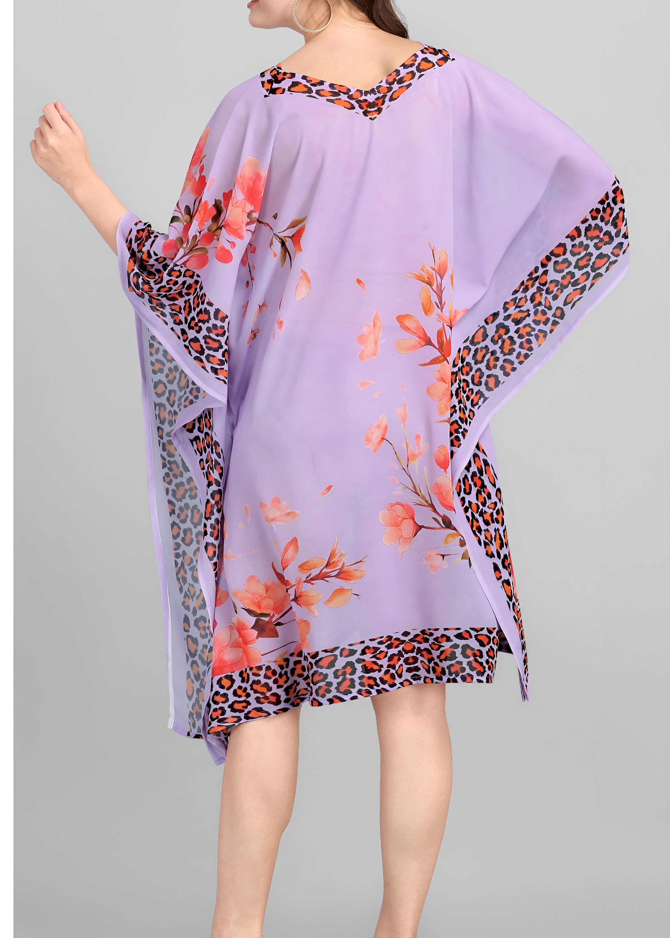 Multi Weightless Georgette Readymade Kaftan With Digital Printed