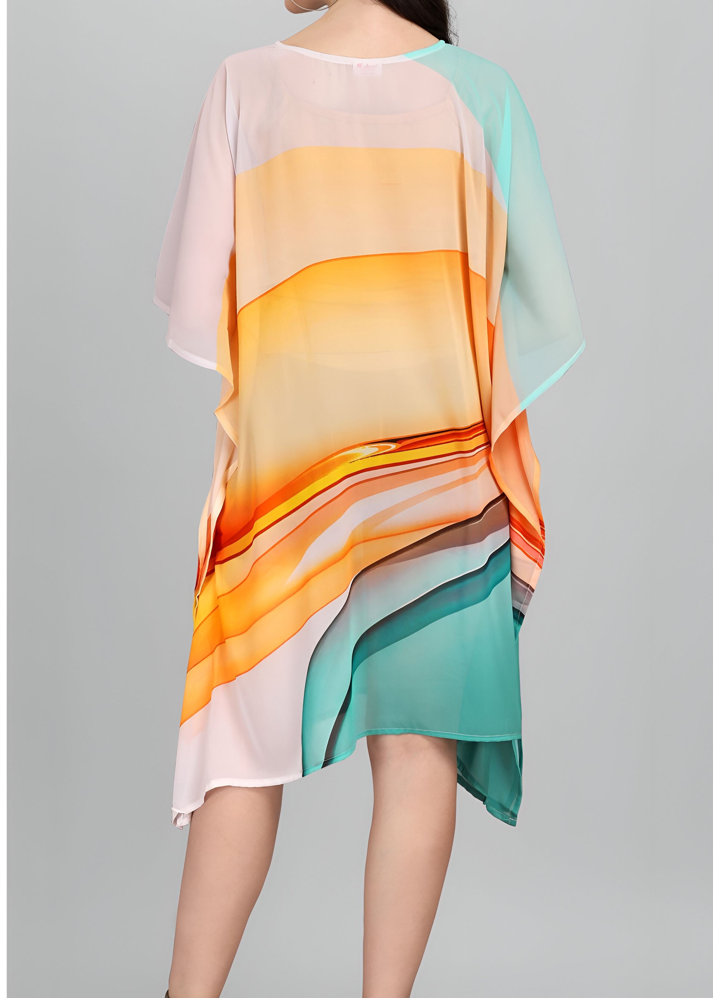 Multi Weightless Georgette Readymade Kaftan With Digital Printed