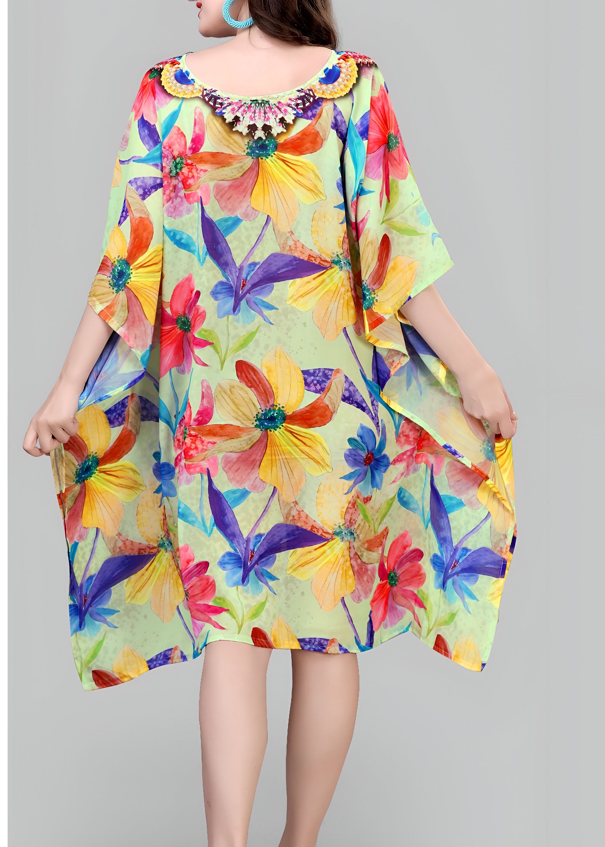 Multi Weightless Georgette Readymade Kaftan With Digital Printed