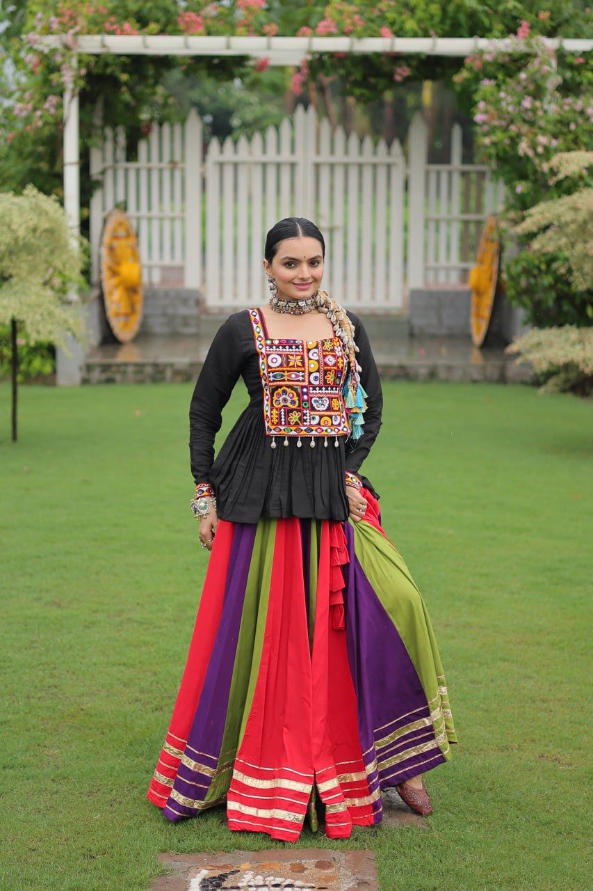 Multicolor Lehenga Choli With Attractive Gota Patti Lace