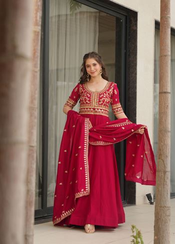 Pink Anarkali With Heavy Sequins Multi Zari Embroidered Work